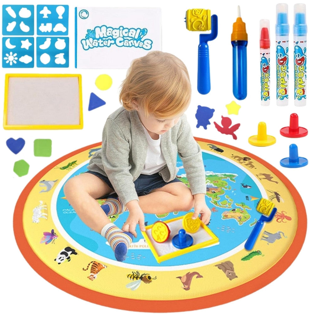 Woopie Magic Water Painting Mat Round Zoo 23 Pcs.