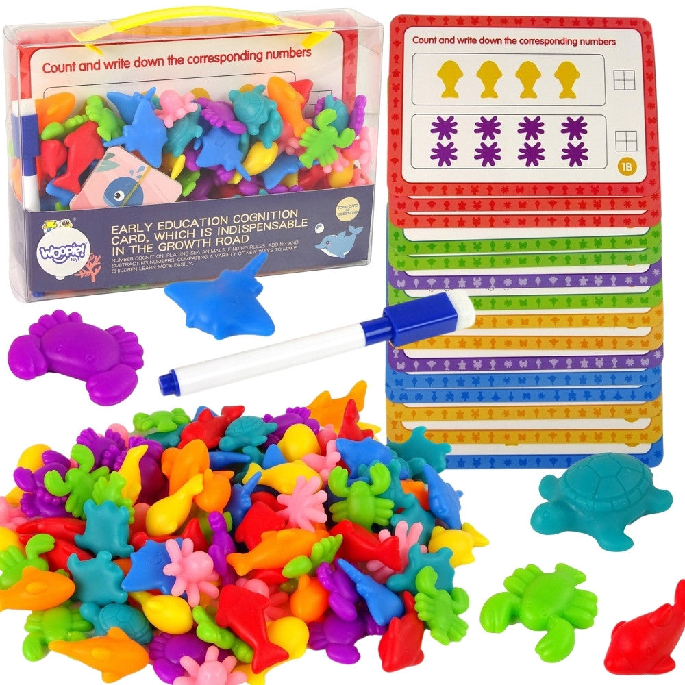 Woopie Ensemble éducatif Montessori Apprendre à compter le trieur de couleurs Sea Land 111 pcs.