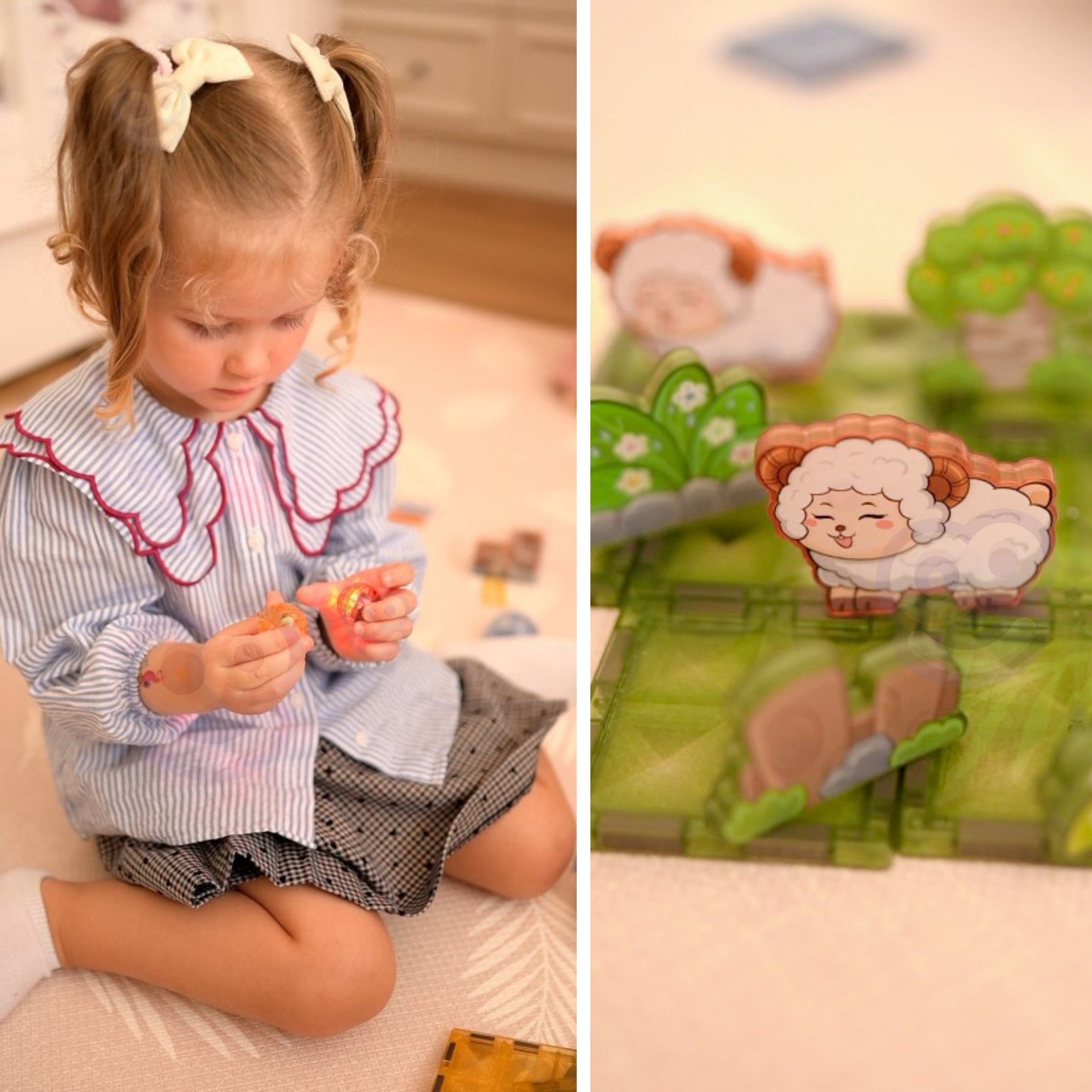 Woopie Magnetyczne klocki konstrukcyjne Świecące 3d świat zwierząt 124szt.