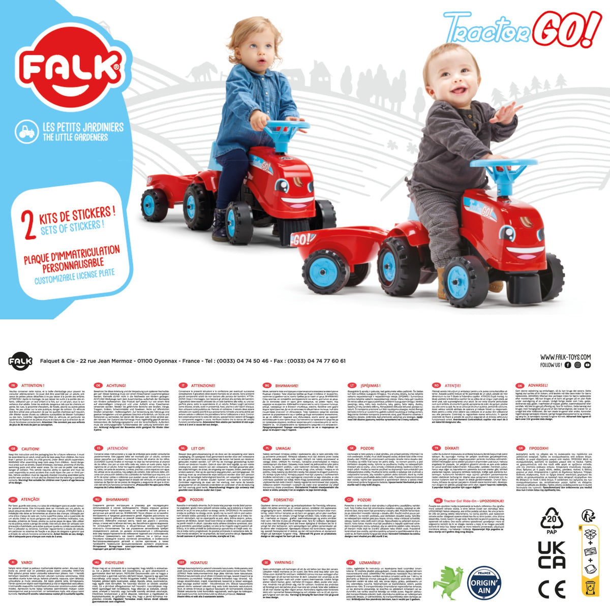 Tractor para montar Falk ¡Go! Con Remolque Rojo 1-3 Años