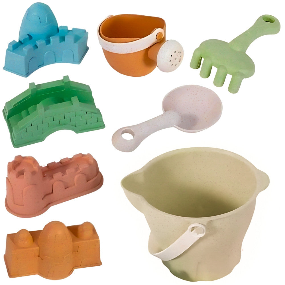 Woopie Green Sand Bucket Set Castles 8 Pcs. Biodegradable Organic Material