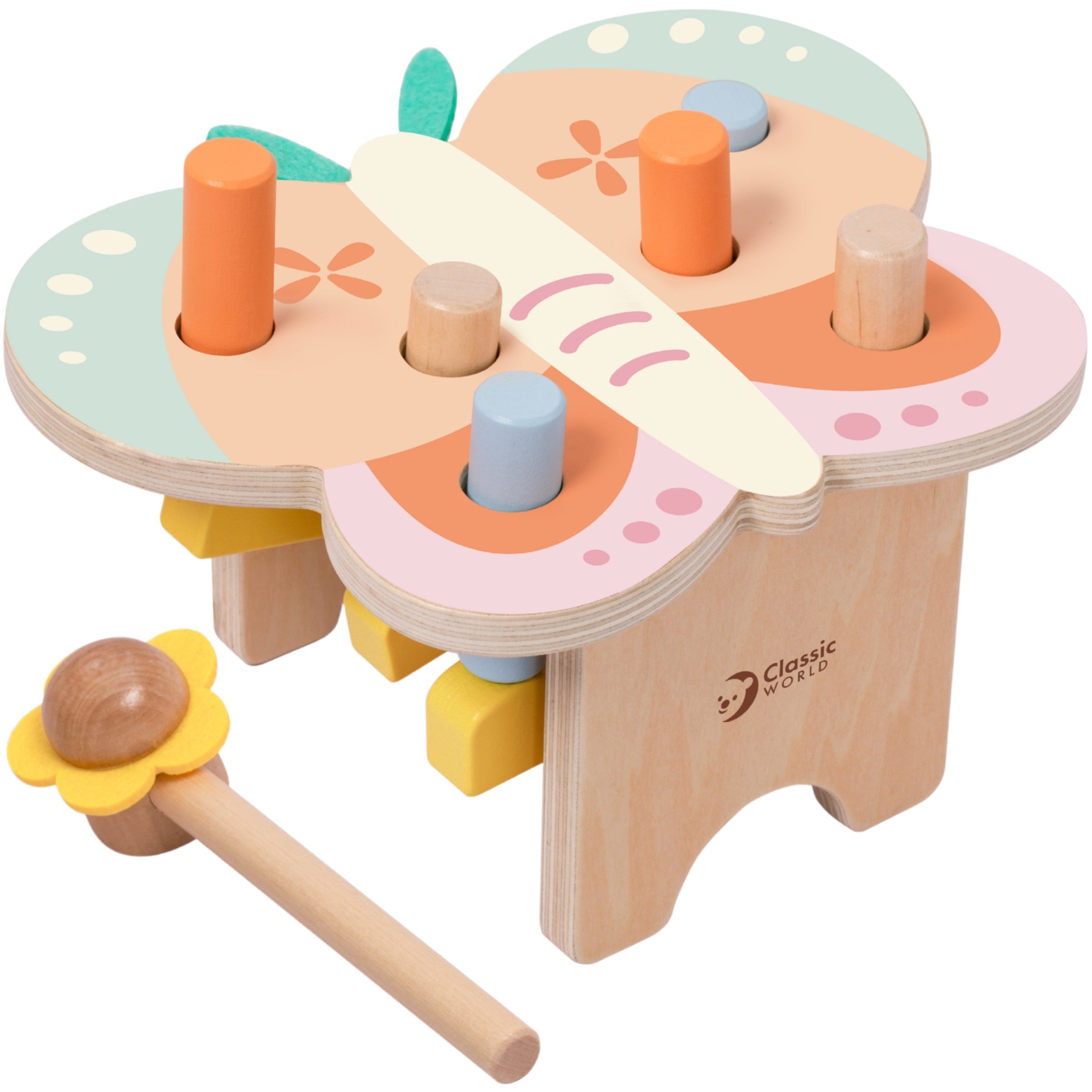 Classic World Montessori Pastel Butterfly Hammer с чук 8 бр.