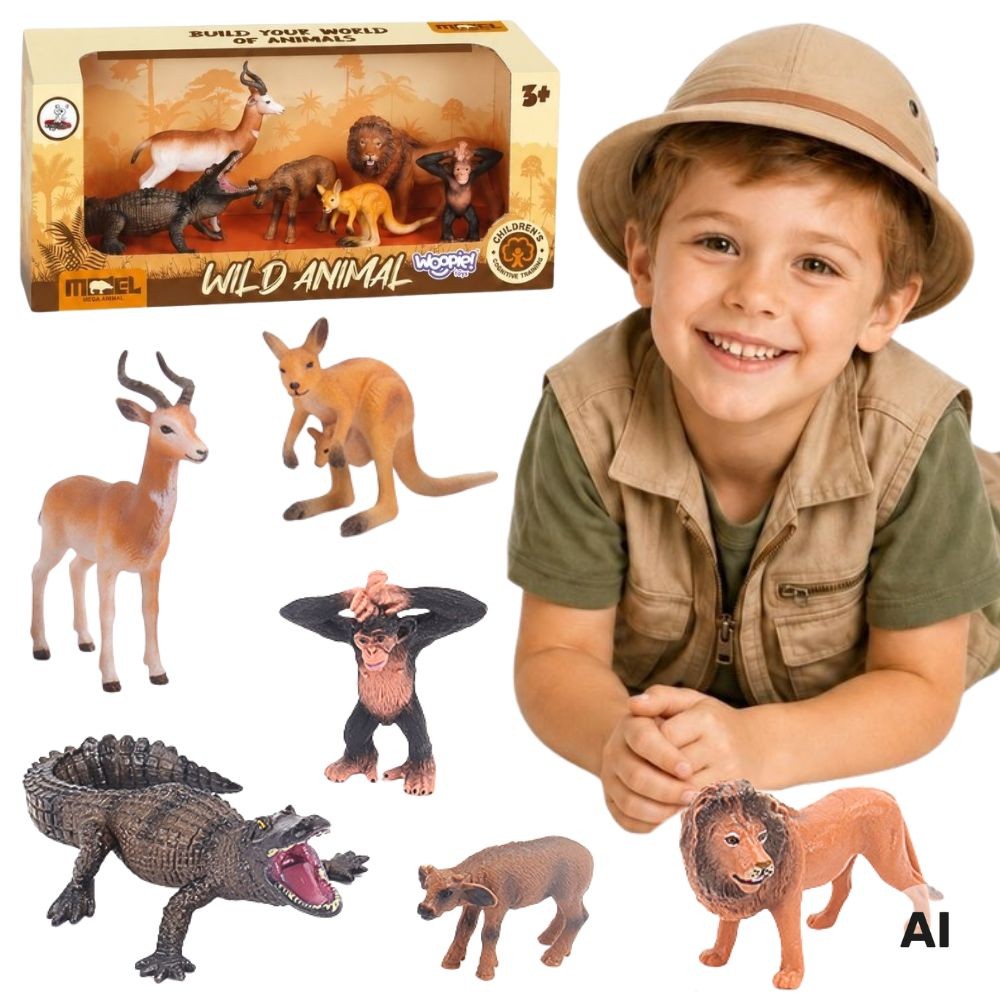 Woopie Safari Wild Animal Figures Set 6 Pcs.