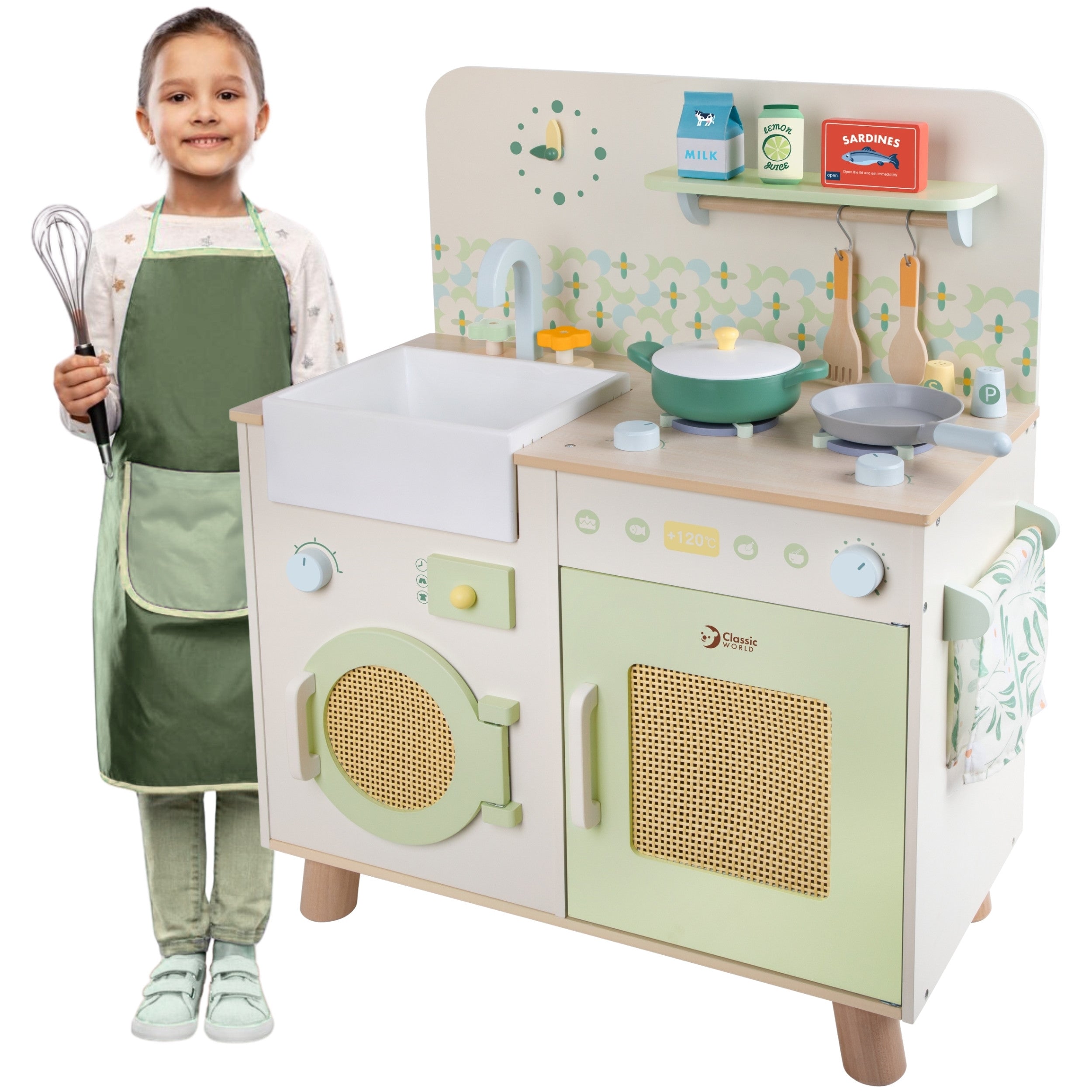 Classic World Xxl Multifunctional Wooden Kitchen With Washing Machine And Accessories