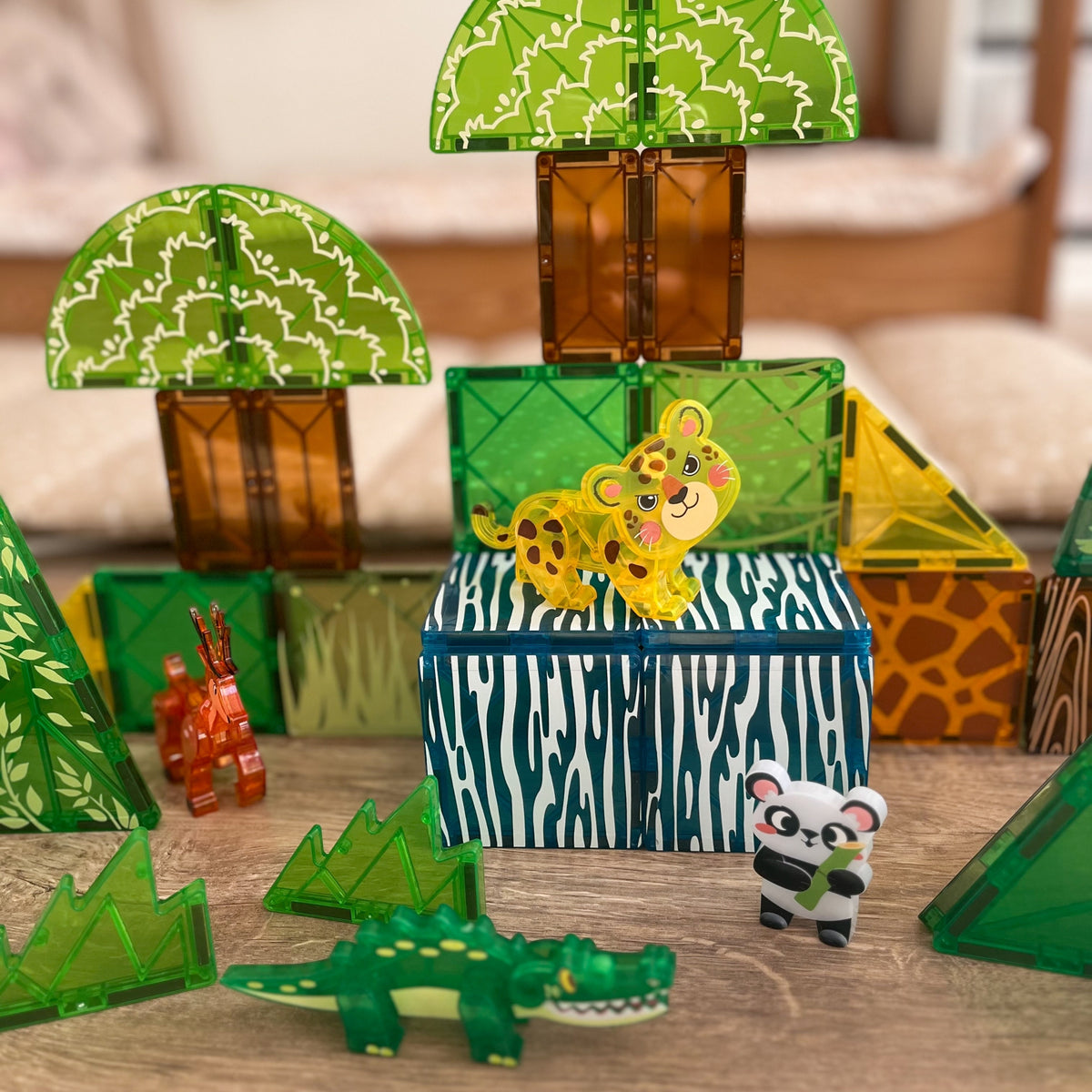 Woopie Bloques de construcción magnéticos Juego educativo 3D Animales raros 45 piezas.