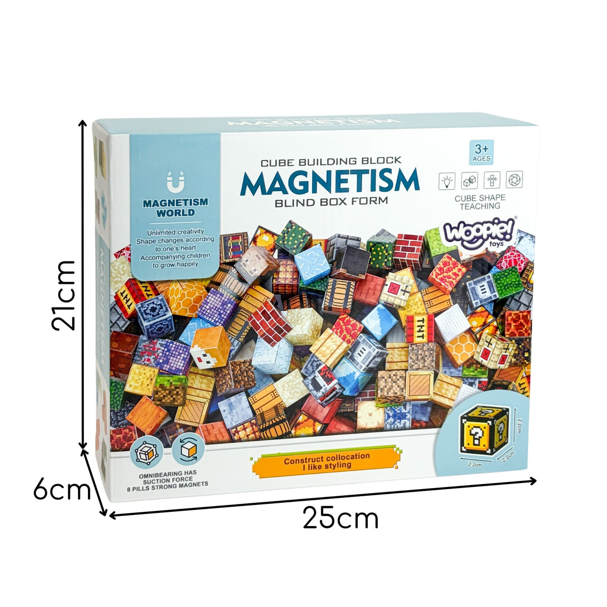 Woopie magnetické stavební kostky 3d kostky vzdělávací sada 63 ks.