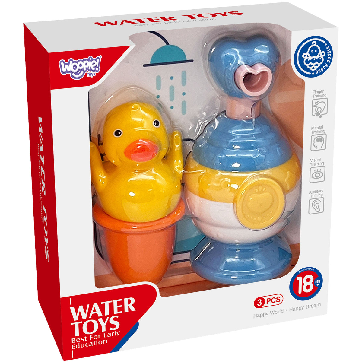 Woopie Babybadspeelgoed Beker + Eend + Zeepdispenserset