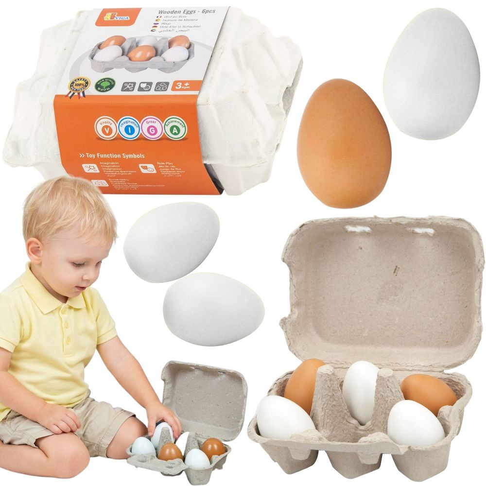 Viga Wooden Eggs In A Carton