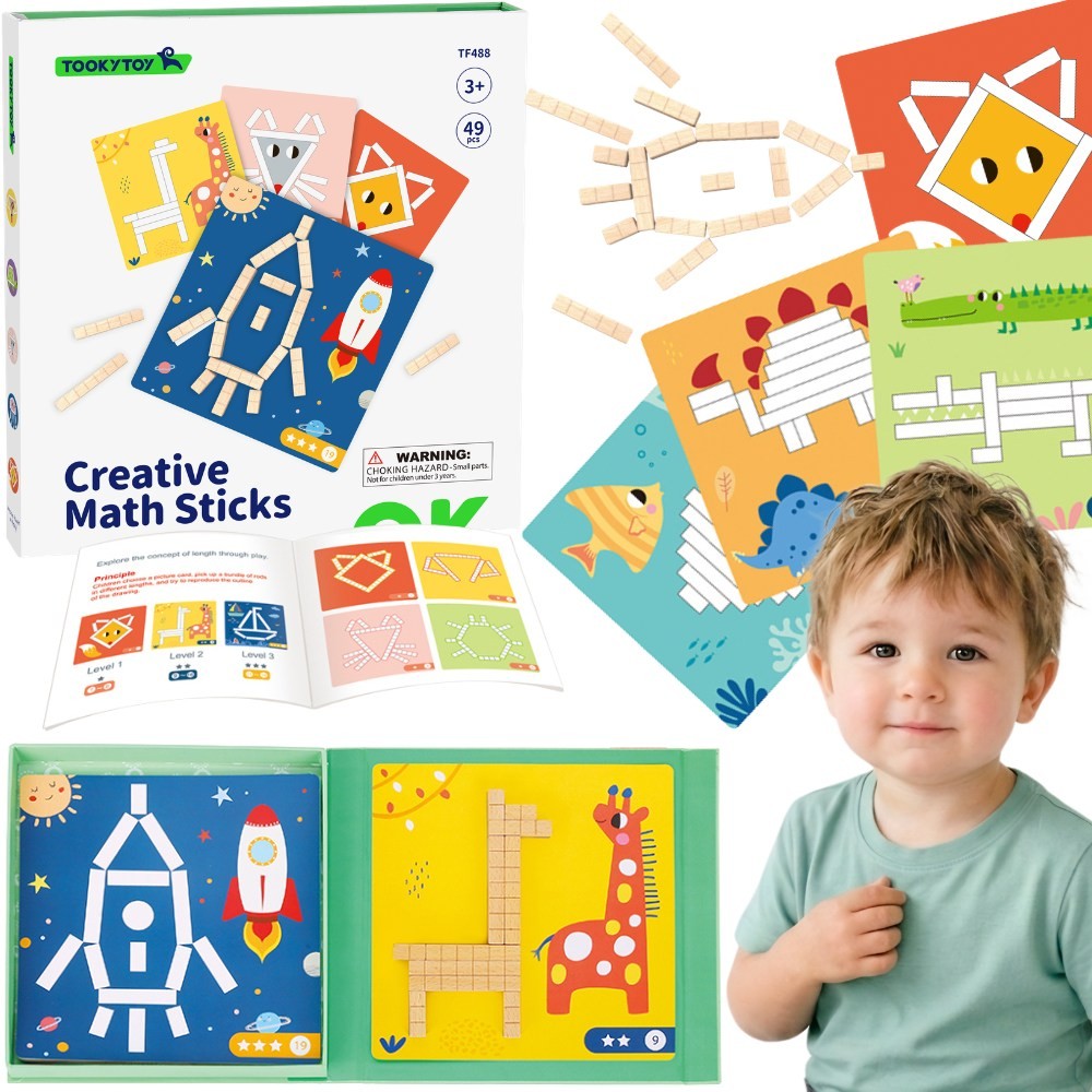 Tooky Toy Пъзел Логическа игра Пъзели Магнитни блокове за деца 49 бр.