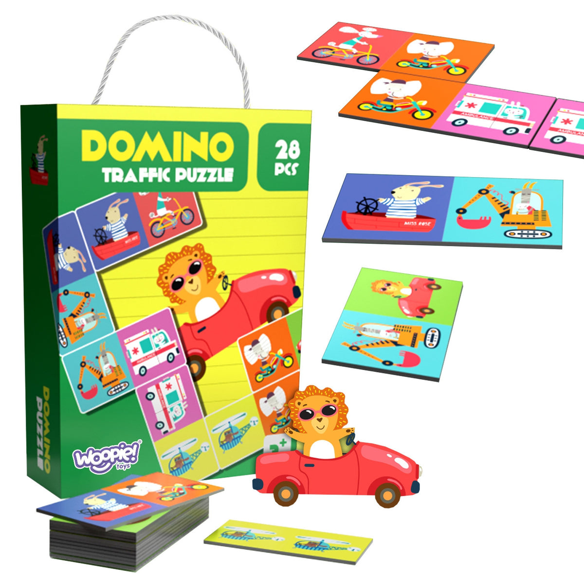 Woopie Educational Game Transport Djur Montessori Domino Puzzle