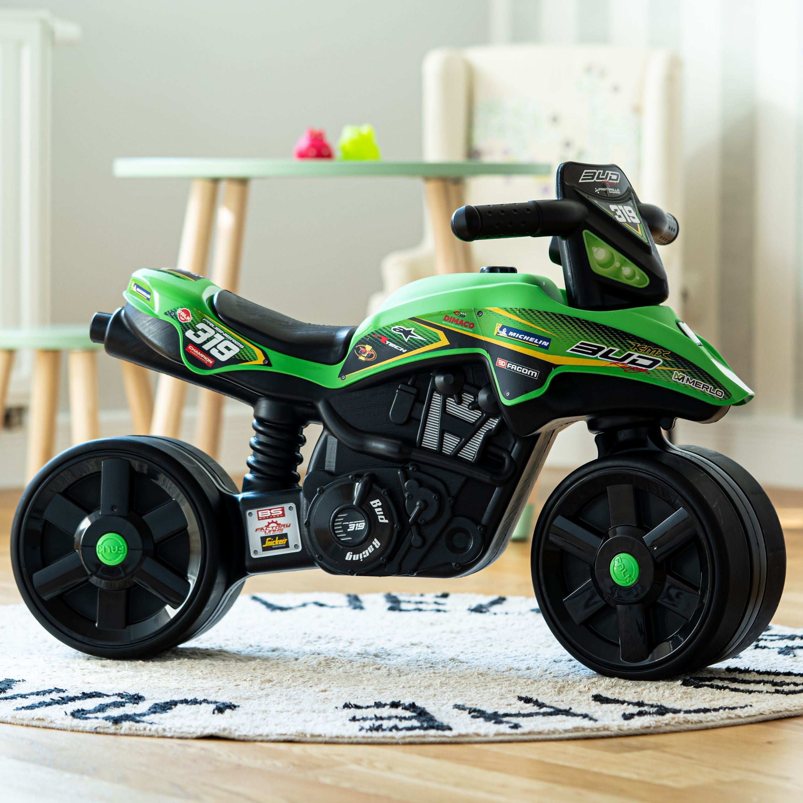 Falk Racing Ride-on Green Motorbike Wide Wheels From 1 Year