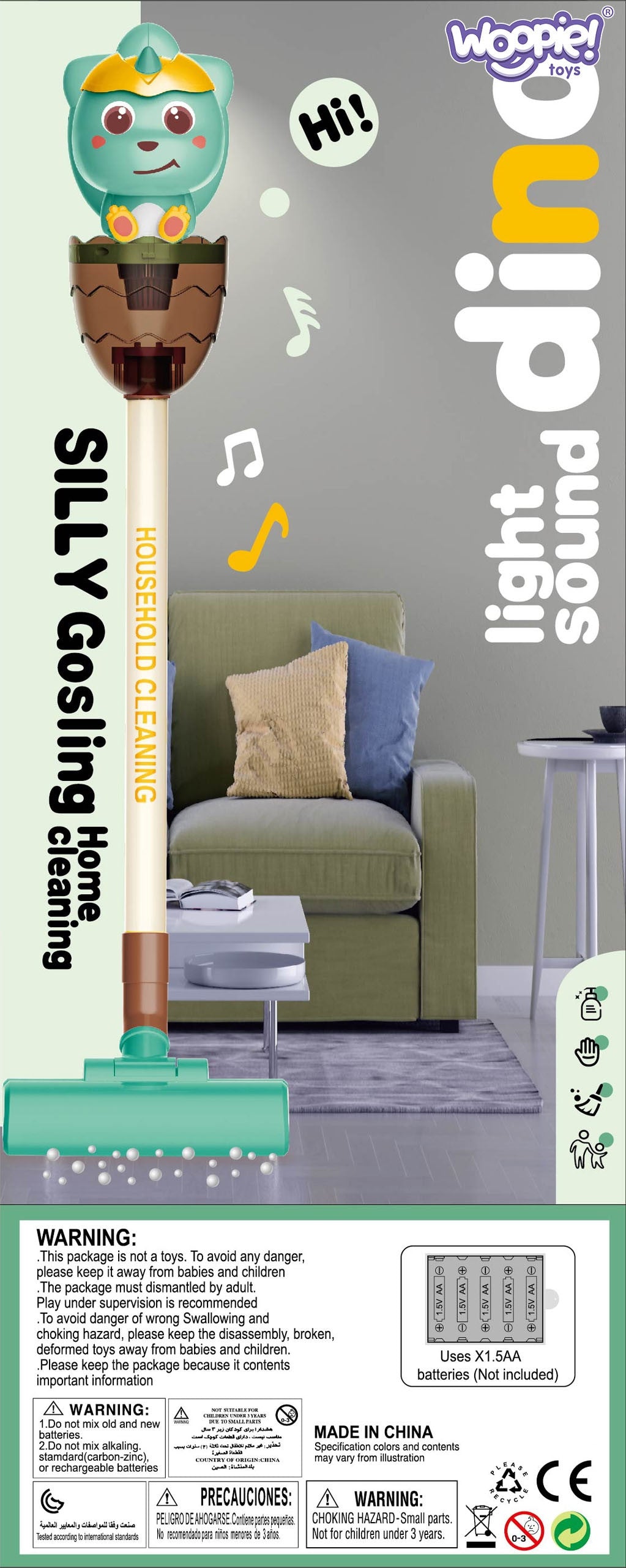 Woopie Interactieve Dino-stofzuiger 3-in-1 zuigfunctie Licht geluid