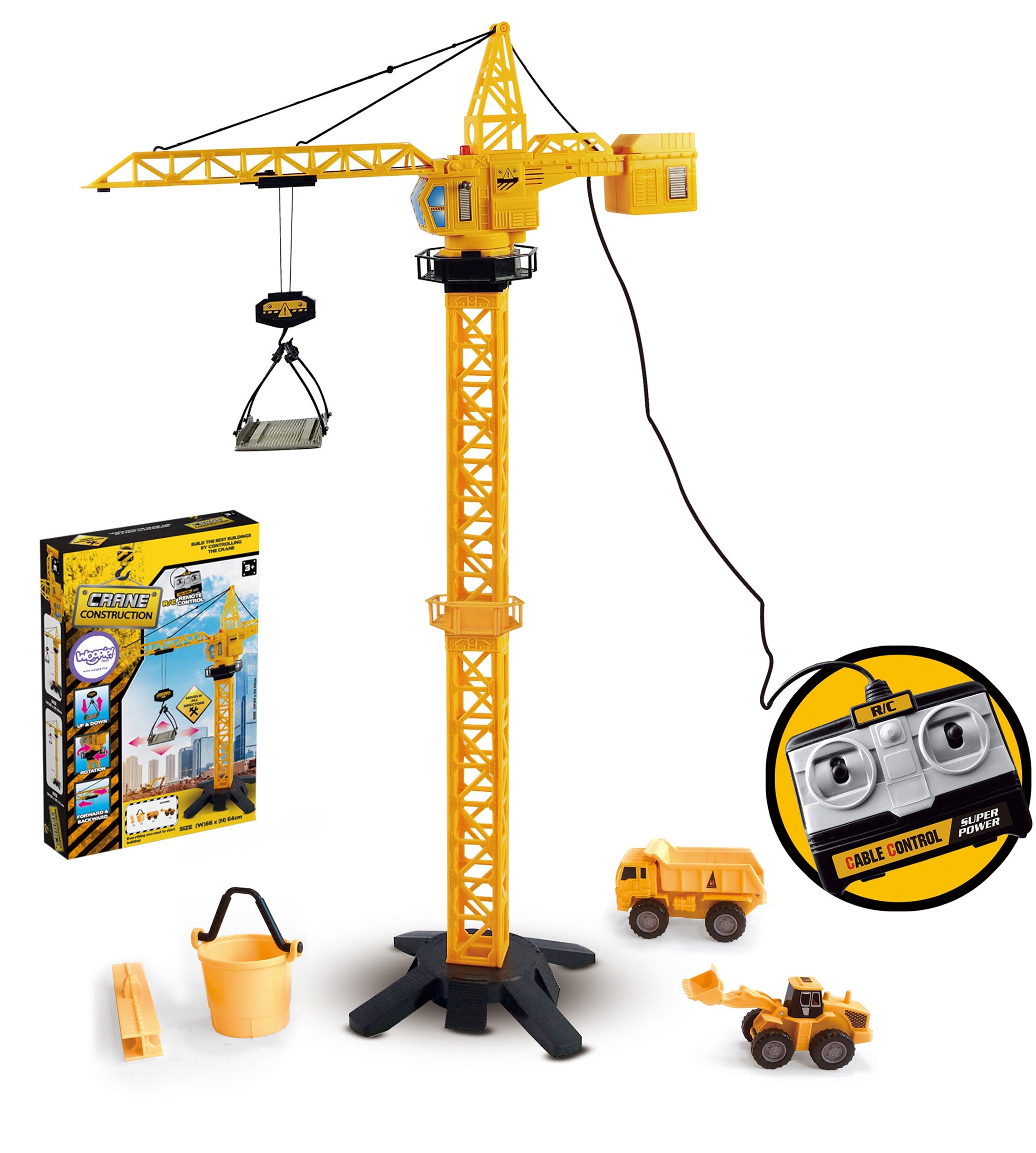 Woopie Remote Controlled Crane 103cm R/c Truck Excavator + 4 Accs.