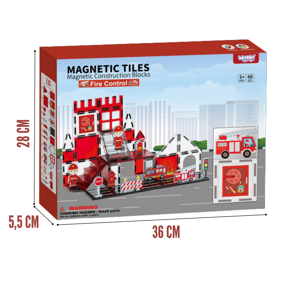 Woopie magnetické bloky 3D sada hasičů 48 ks.