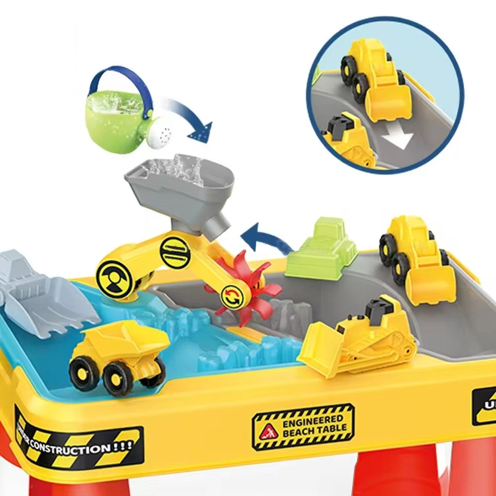 Woopie Water Table 2 In 1 Sandbox Construction Site + 4 Cars 12 Pcs.