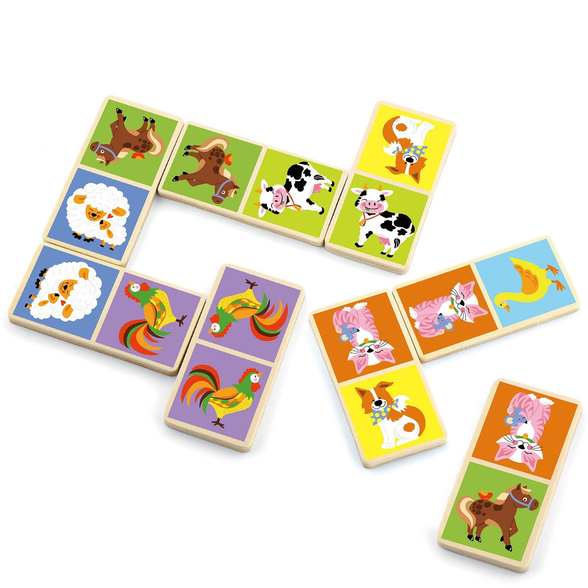 Viga Pædagogisk træ Domino Blocks Farm Game 28 Pieces Montessori