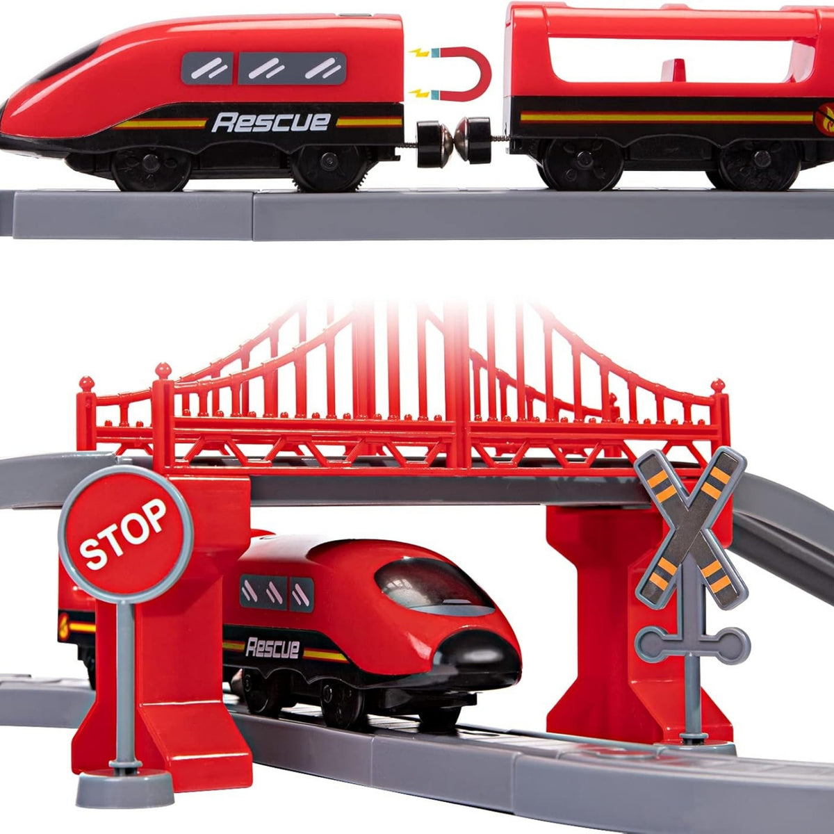 Woopie Pendolino Coffret Train Électrique Pompiers 66pcs.