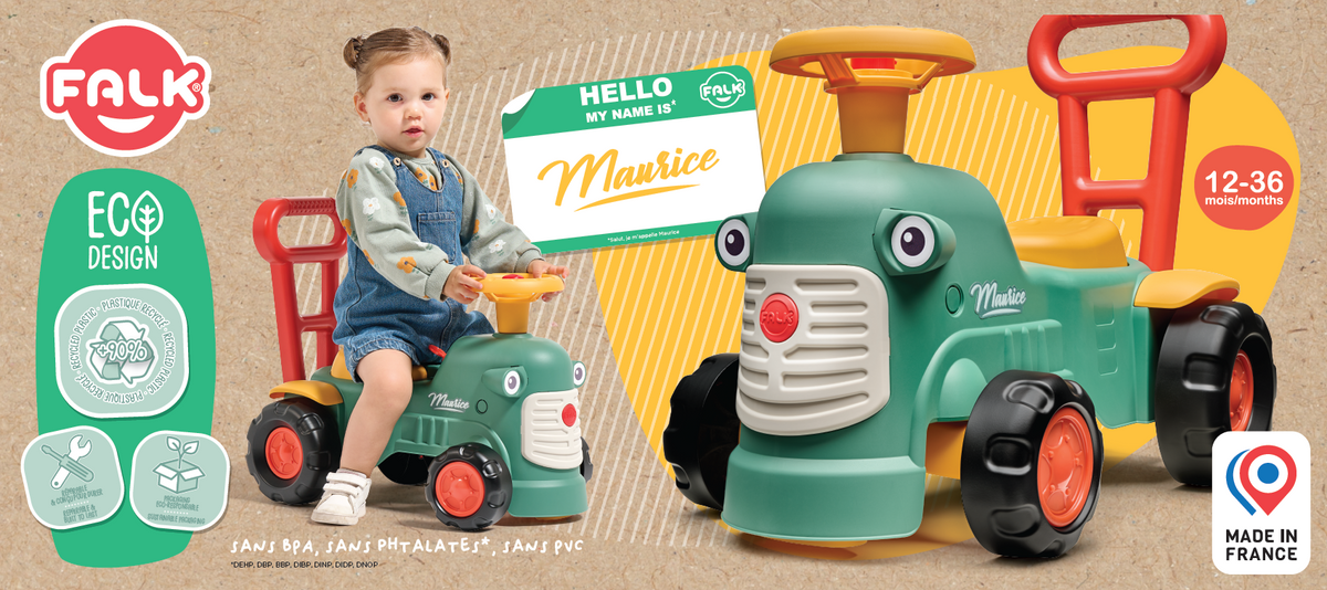 Falk Maurice Ride-on Tractor Green Pusher Caixa de armazenamento por 1-3 anos