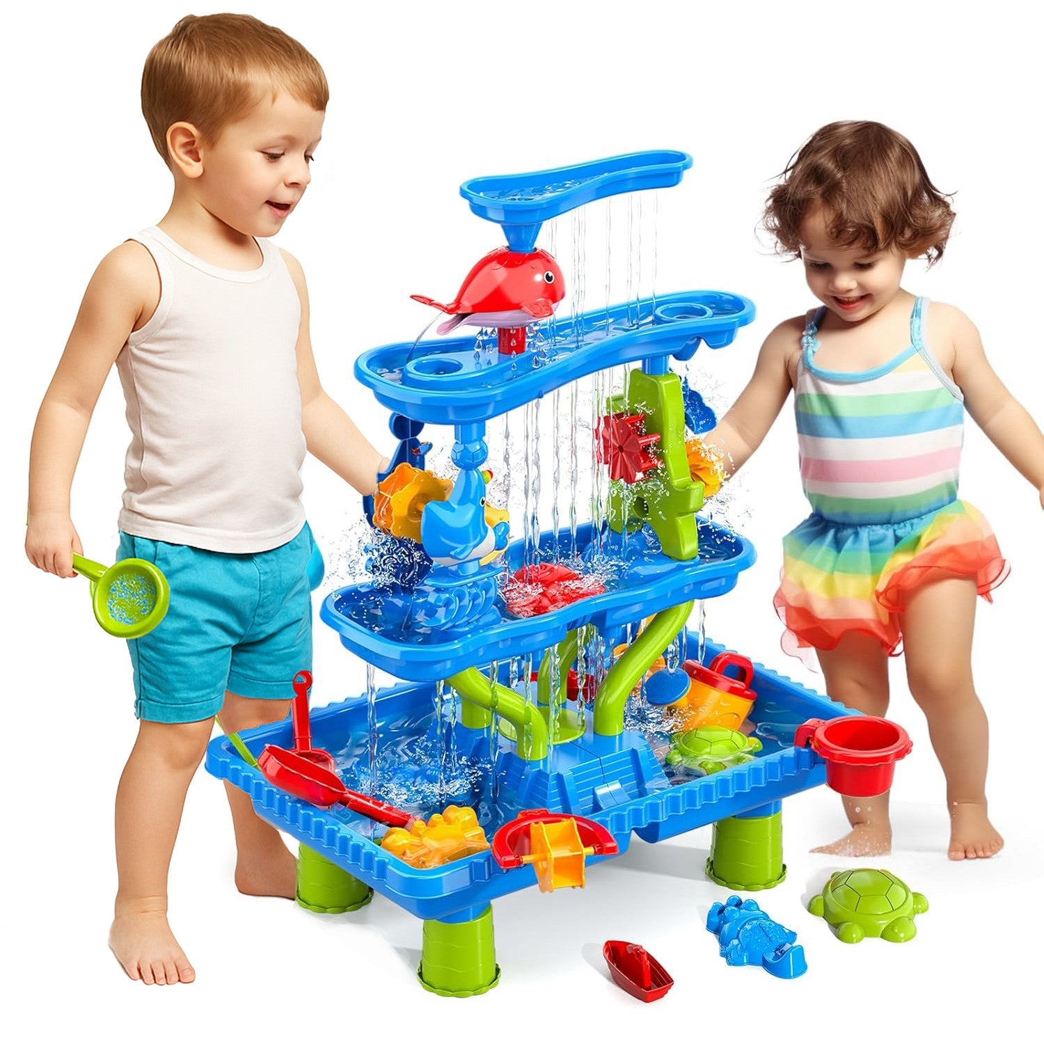 Woopie Water Table 4 In 1 Sandbox Waterfall Xl 4-level Dolphin