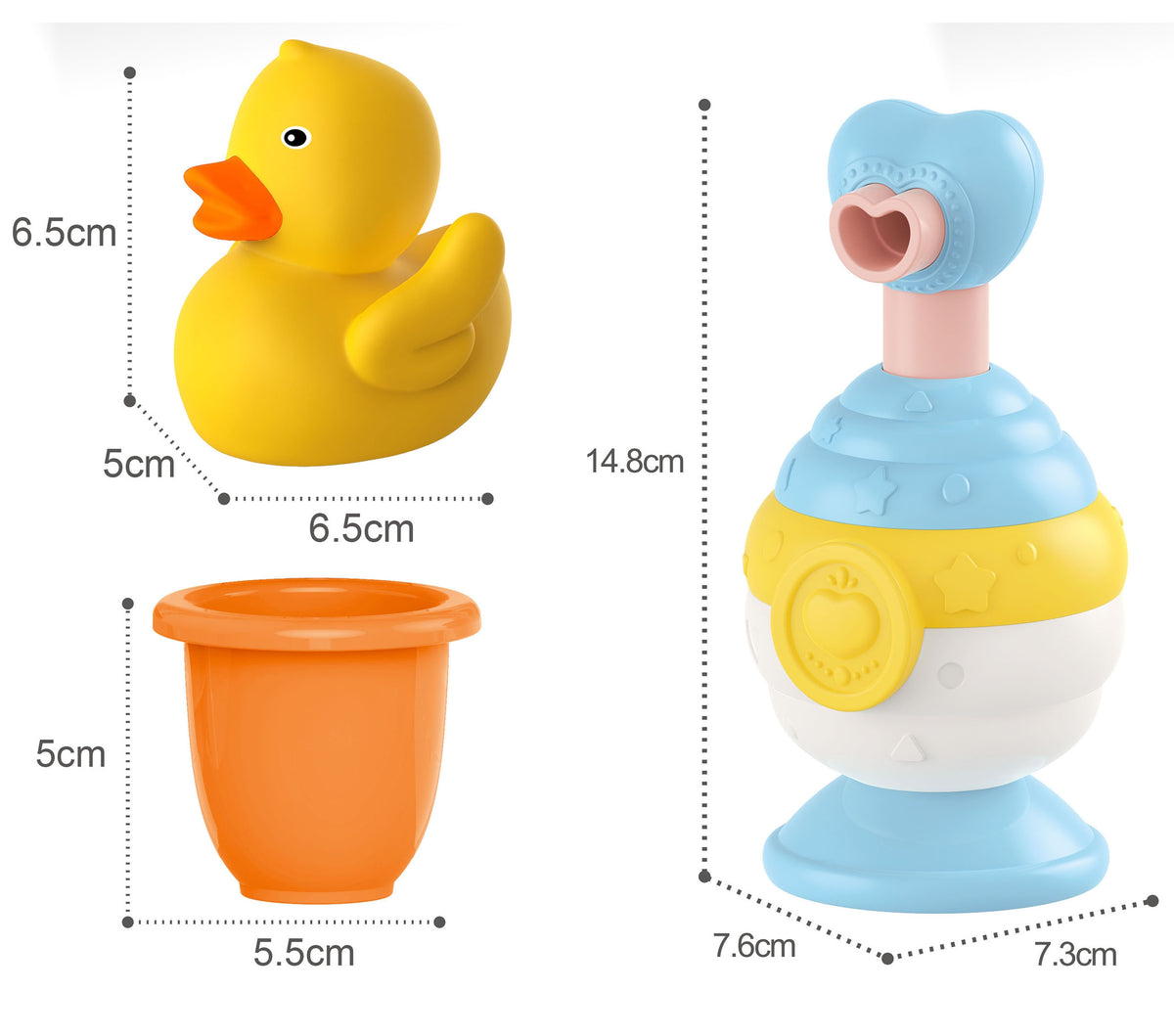 Woopie Babybadspeelgoed Beker + Eend + Zeepdispenserset