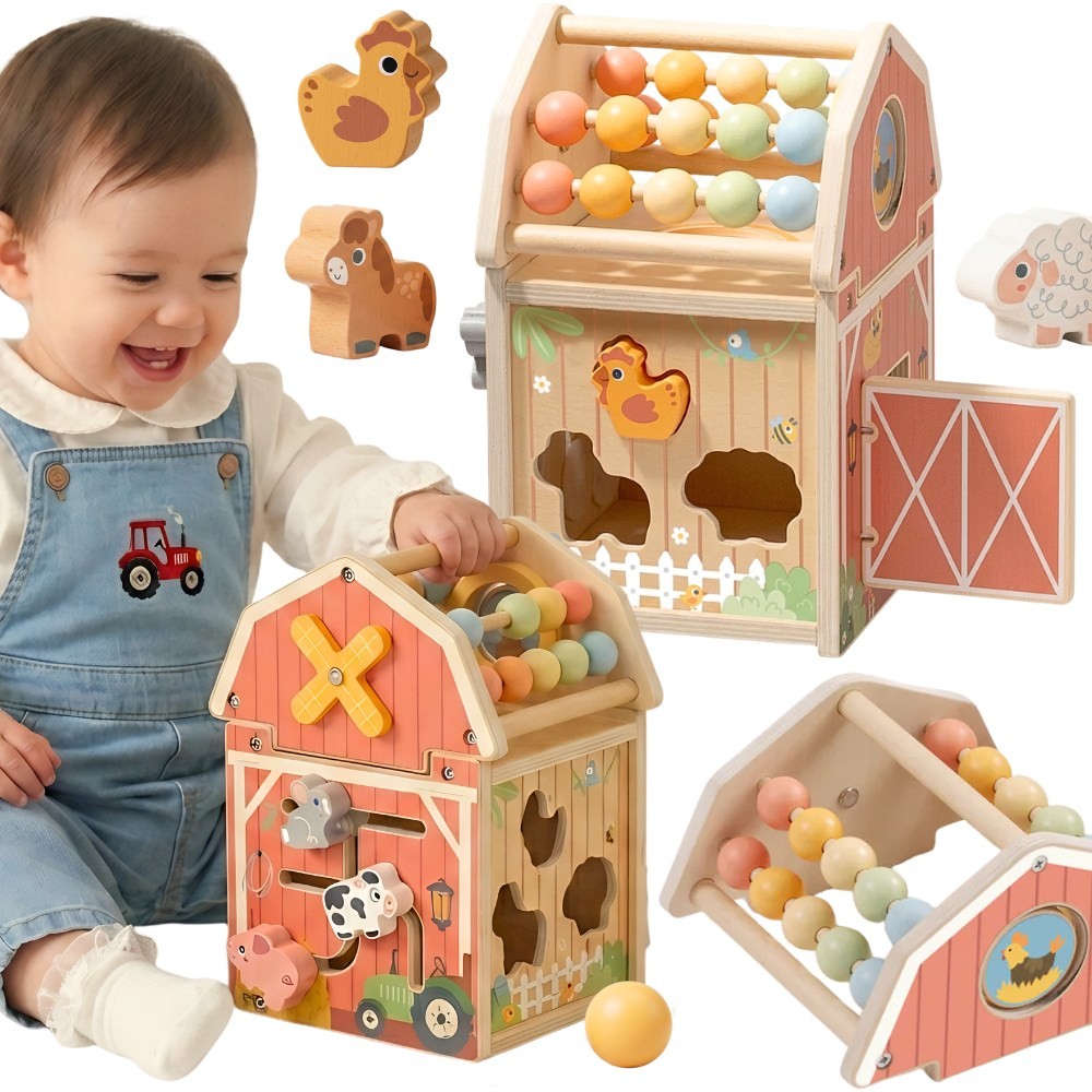 Играчка Tooky Дървена плевня Сортировач за дейности Монтесори Сметало