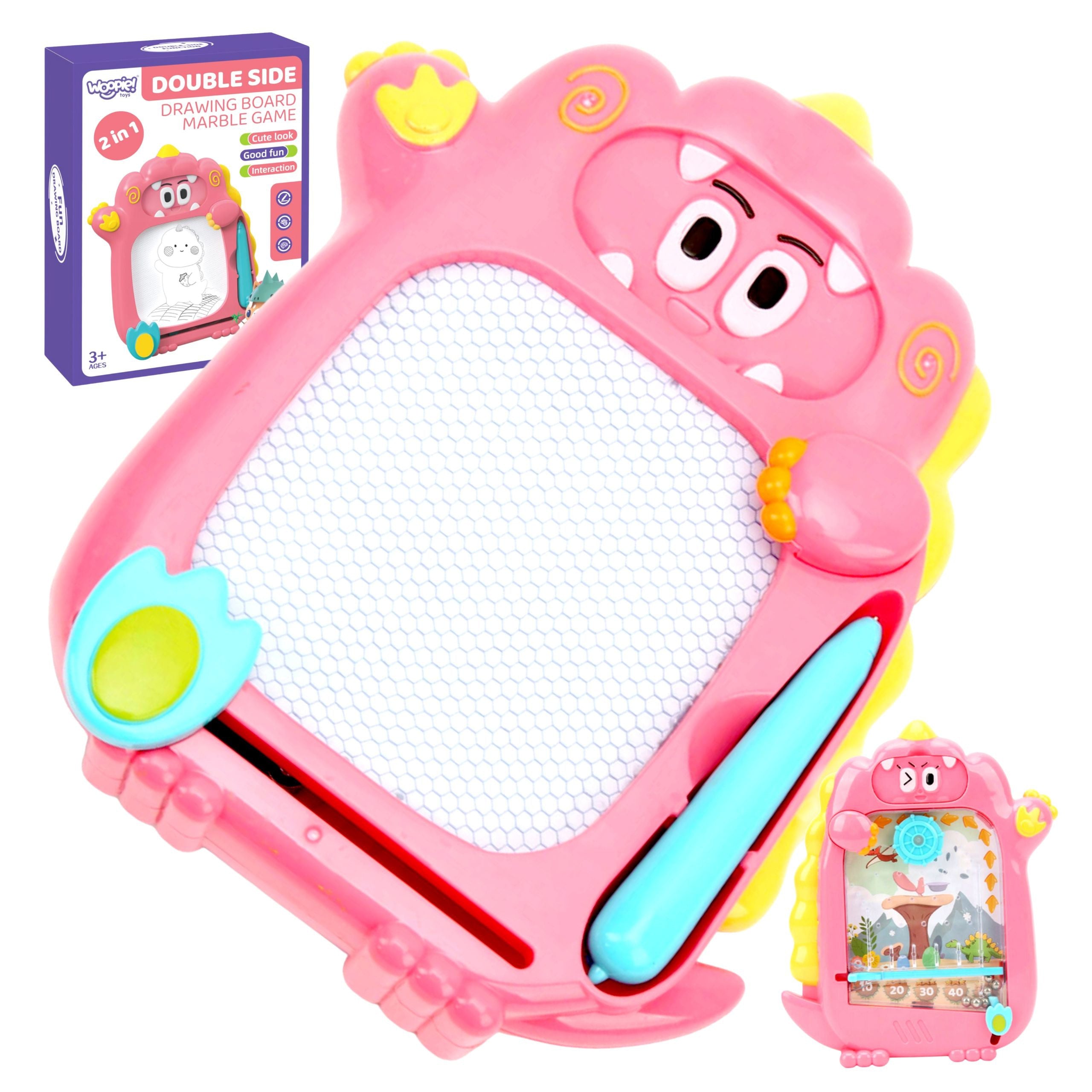 Woopie Znikopy Magnetic Board 2in1 Arcade Game Pinball Flipper Pink