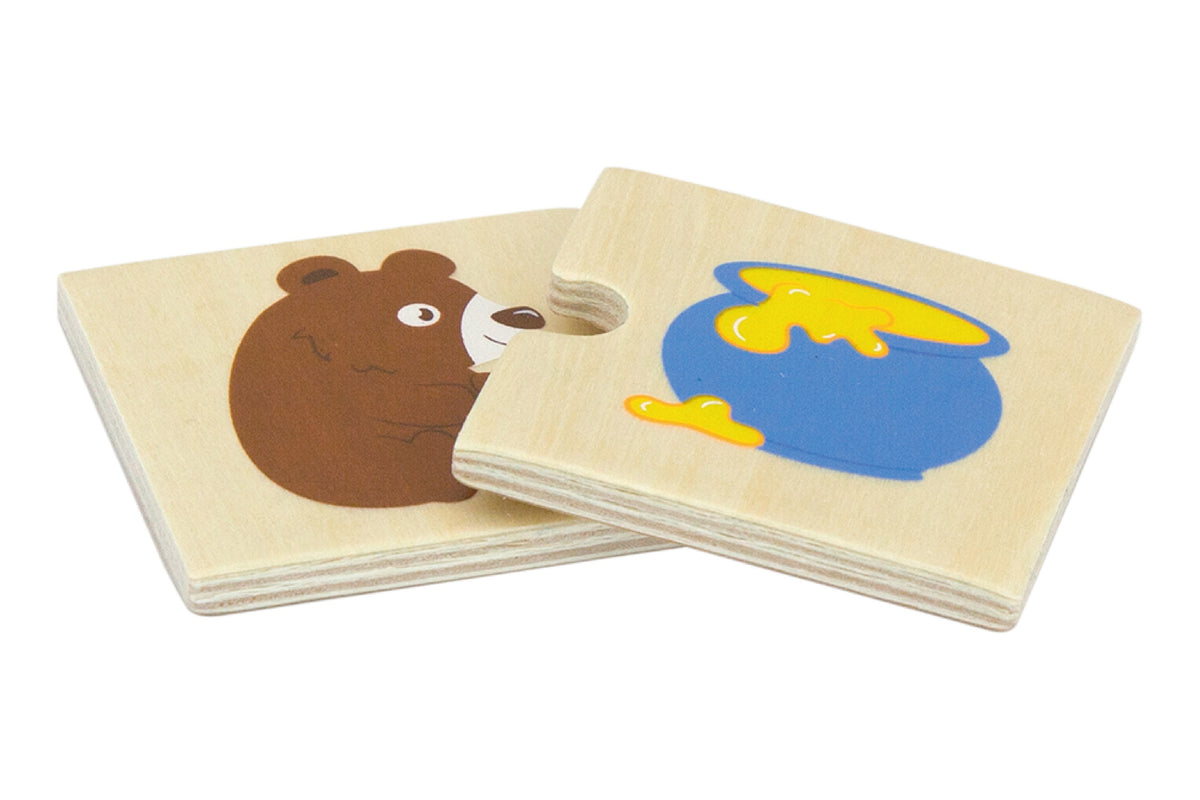 Dřevěné puzzle Viga Nakrmte zvíře Co zvířata jedí Puzzle