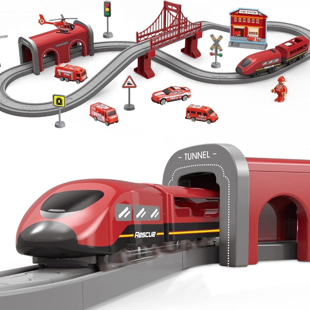 Woopie Pendolino Coffret Train Électrique Pompiers 66pcs.