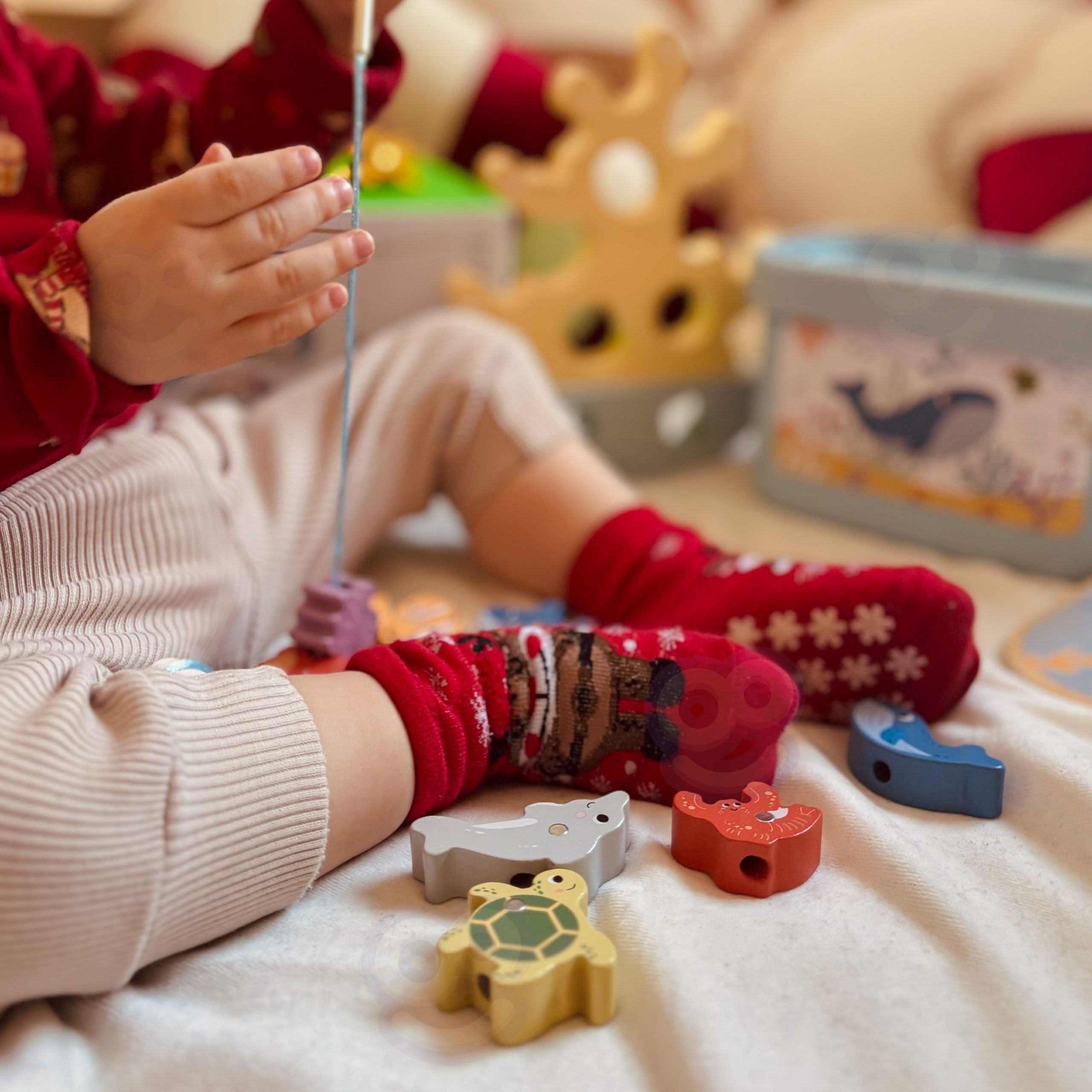 Tooky Toy fából készült tengeri játékkészlet Balance Tower Horgászfigurák 23 db