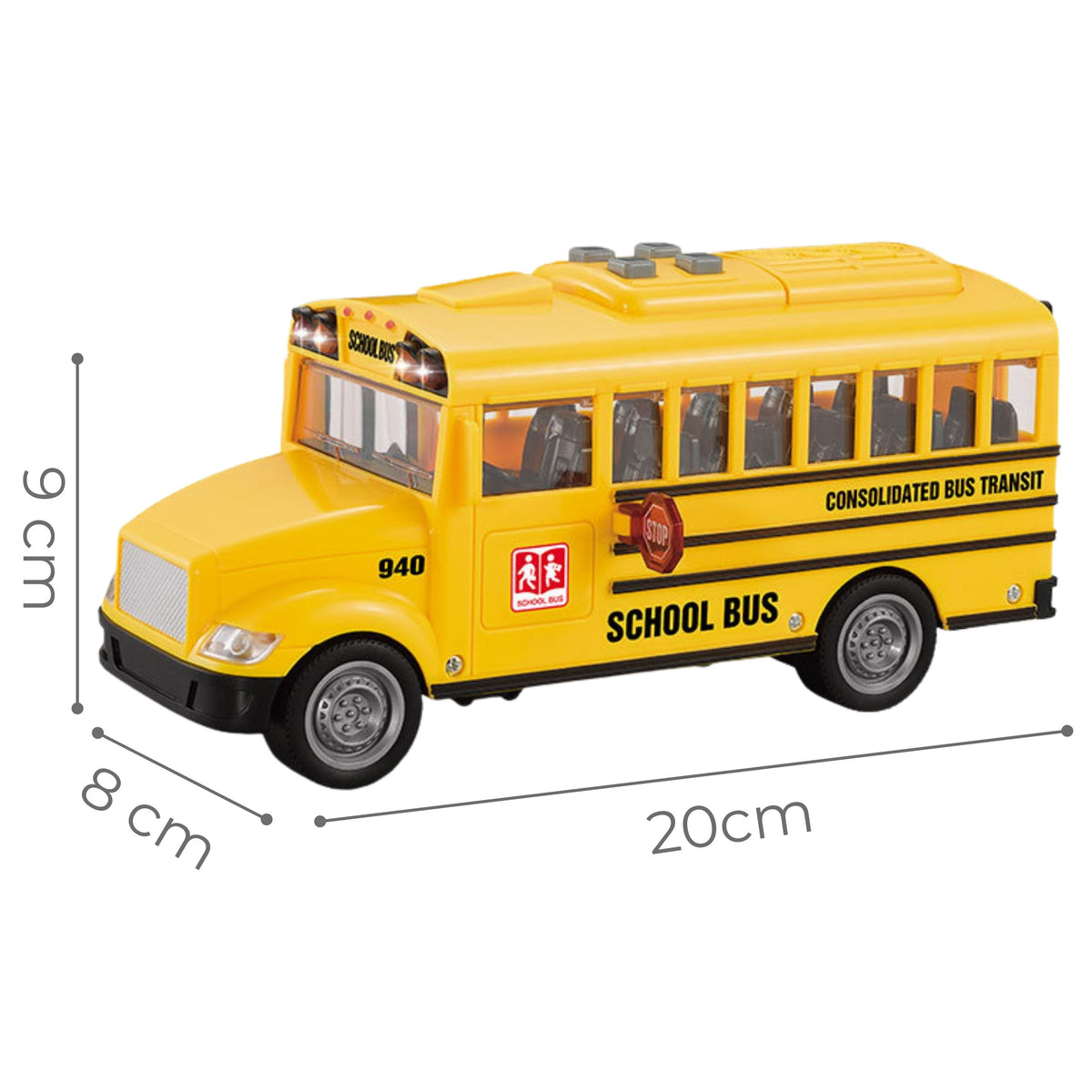 Autobuz școlar electric interactiv Woopie 1:20 Cadou cu sunet ușor