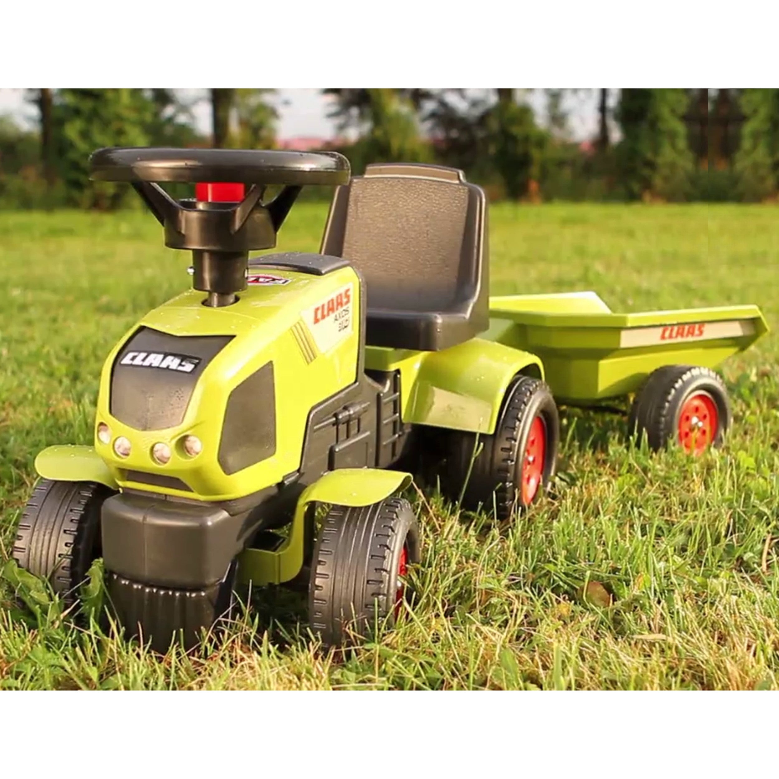 Falk Baby Claas Axos 310 Grüner Traktor mit Anhänger ab 1 Jahr