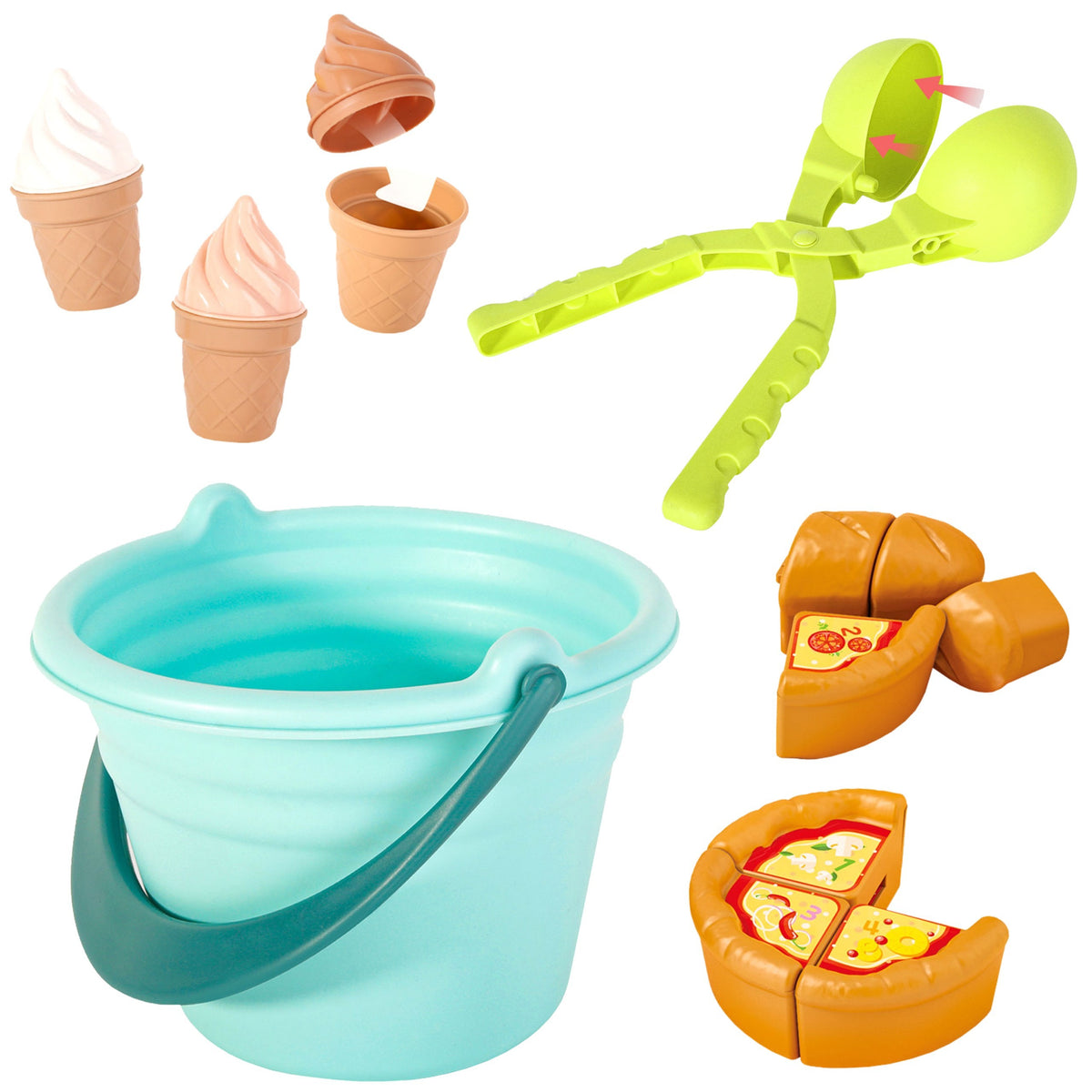 Conjunto de areia Woopie Sorvete divertido 2 em 1 Fábrica de sorvete Śnieżek 15 unidades.