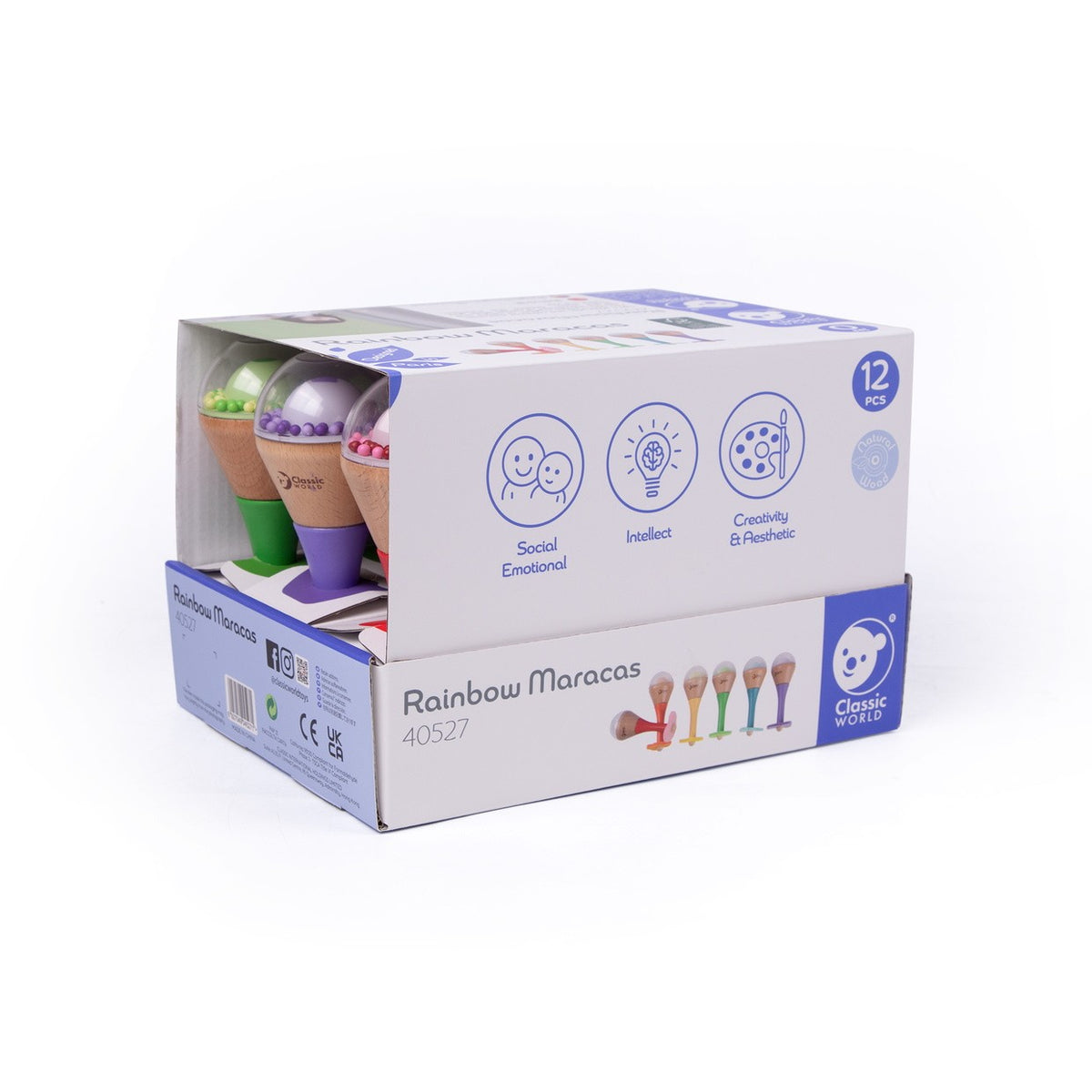 Classic World Rammelaar 2 In 1 Houten Regenboog Maracas Instrument 1 St.