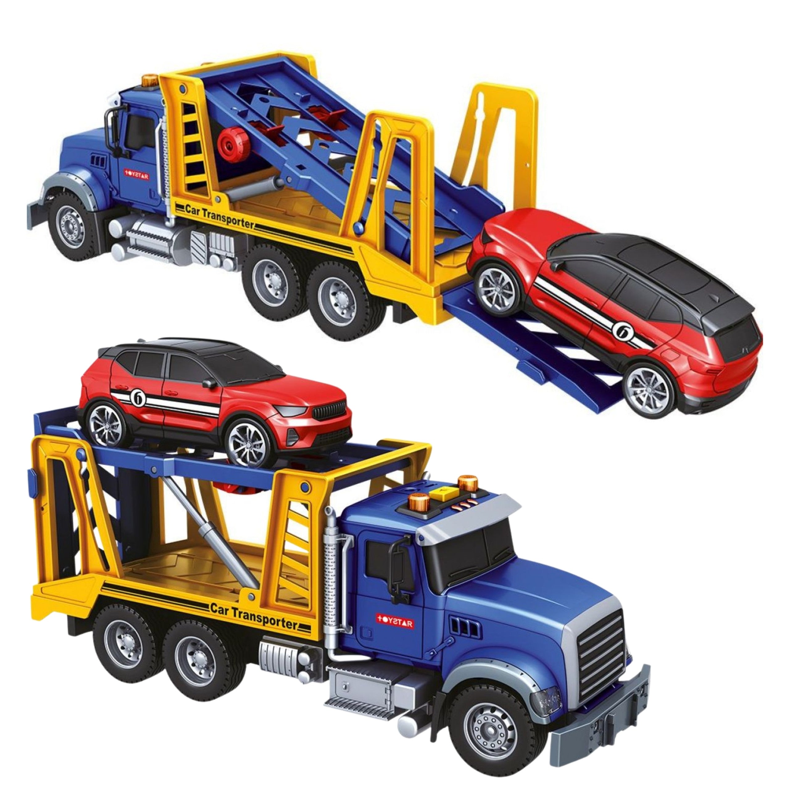 Woopie Grúa Transporter Con Coche Luz Sonido Escala 1:14