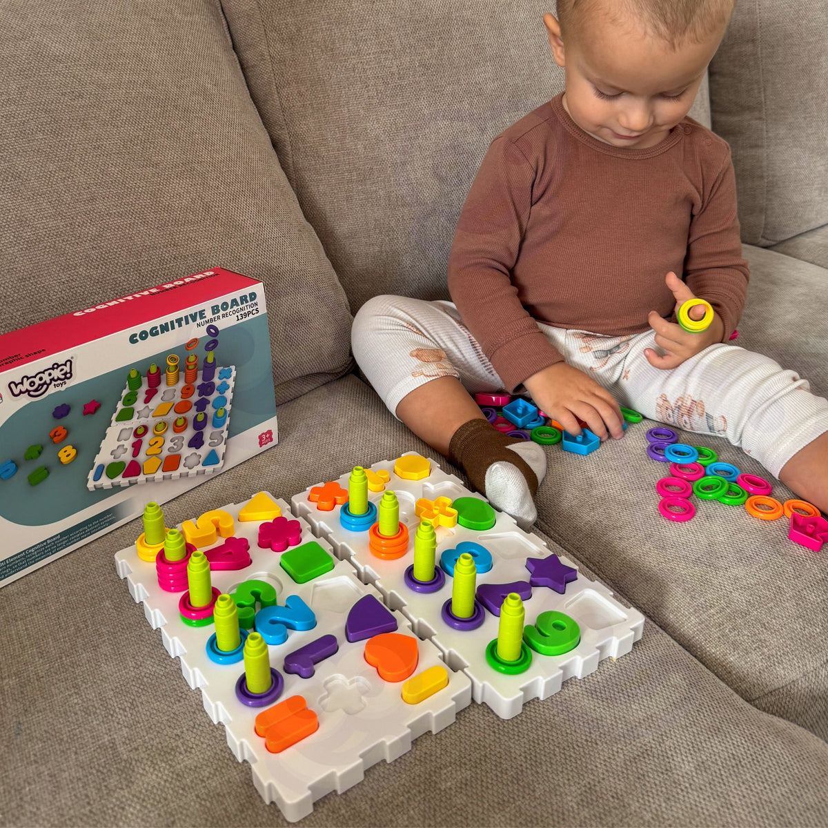 Woopie Montessori Puzzle Clasificador Brain Training Letras Números 139 Piezas