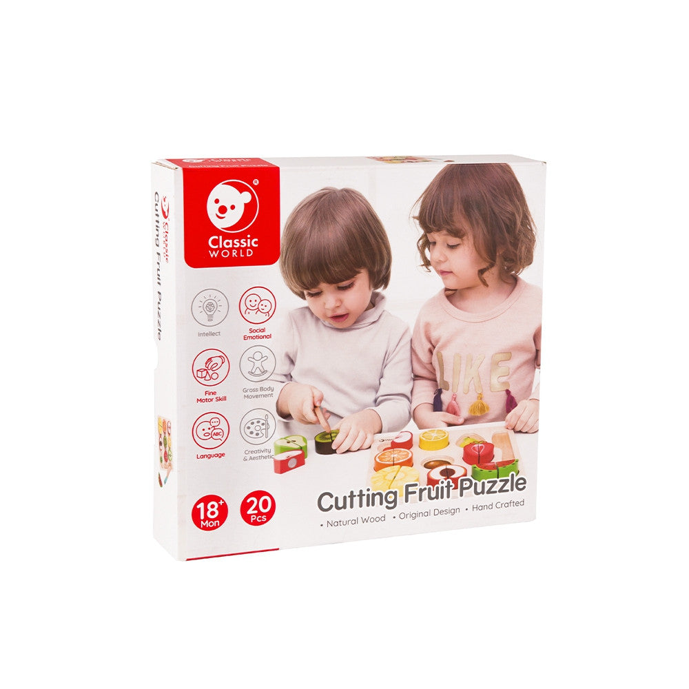 Classic World Montessori Gyümölcsvágó szett tépőzárral 20 db.