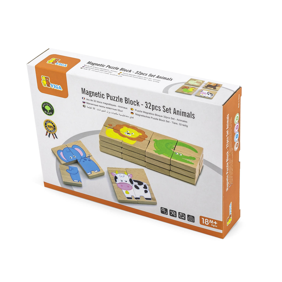 Dřevěné magnetické puzzle Viga Puzzle Animals s certifikací Fsc