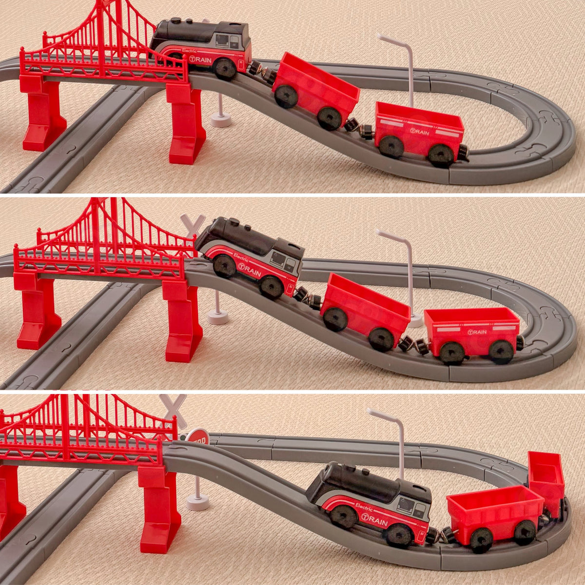 Conjunto de trem elétrico Woopie Locomotiva Trilha Animais de fazenda 70 unidades.