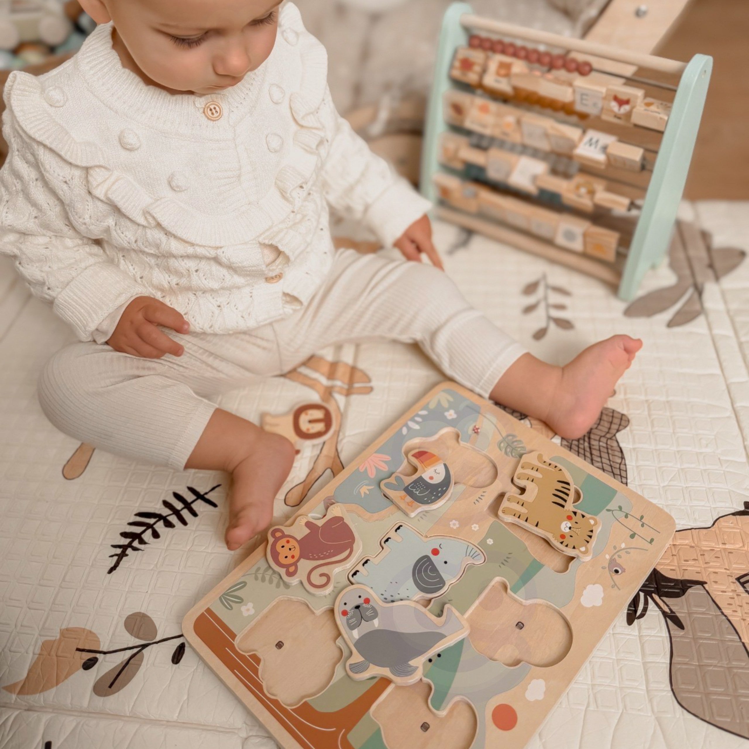 Puzal Tooky Tooky Adhmaid Montessori Puzal Fuaime Idirghníomhach Ainmhithe Fiáine Safari