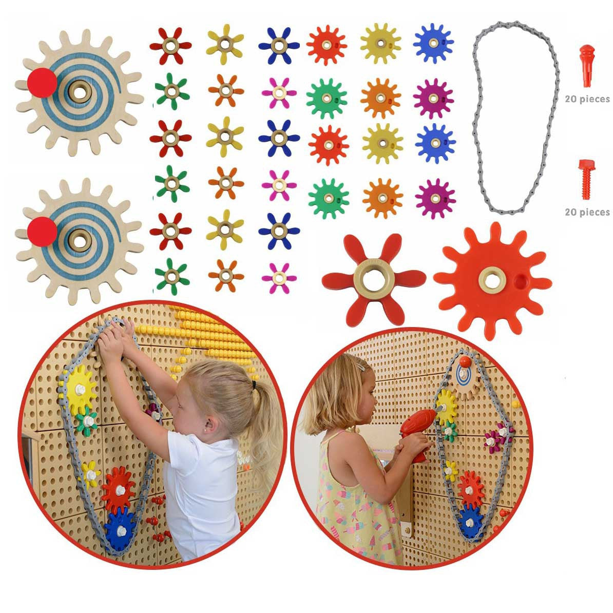 Masterkidz Gears And Chain Wall Board 79 части. Изградете свой собствен механизъм.