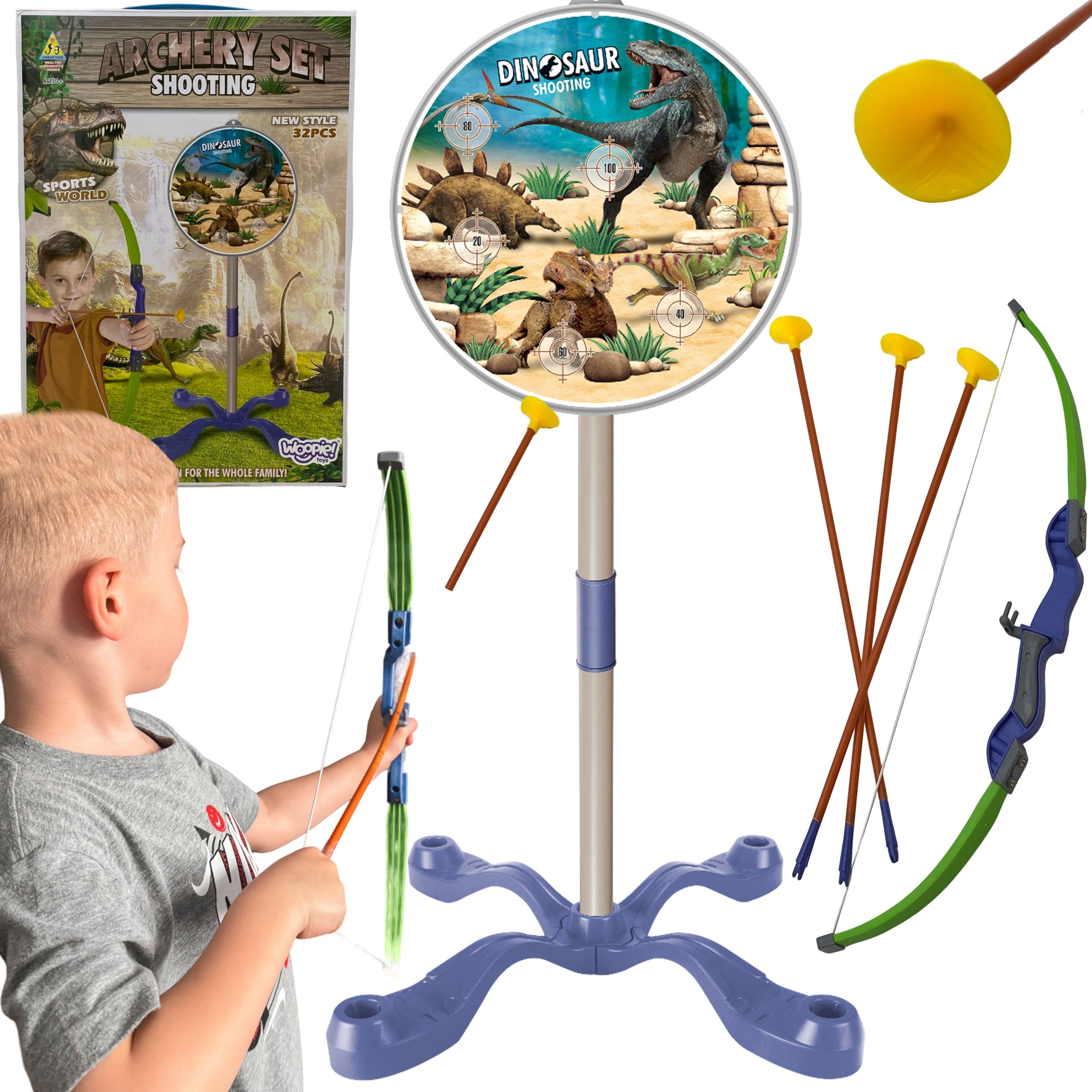 Woopie Little Archer Set Динозаври Bow Arrows Shield 32 бр.