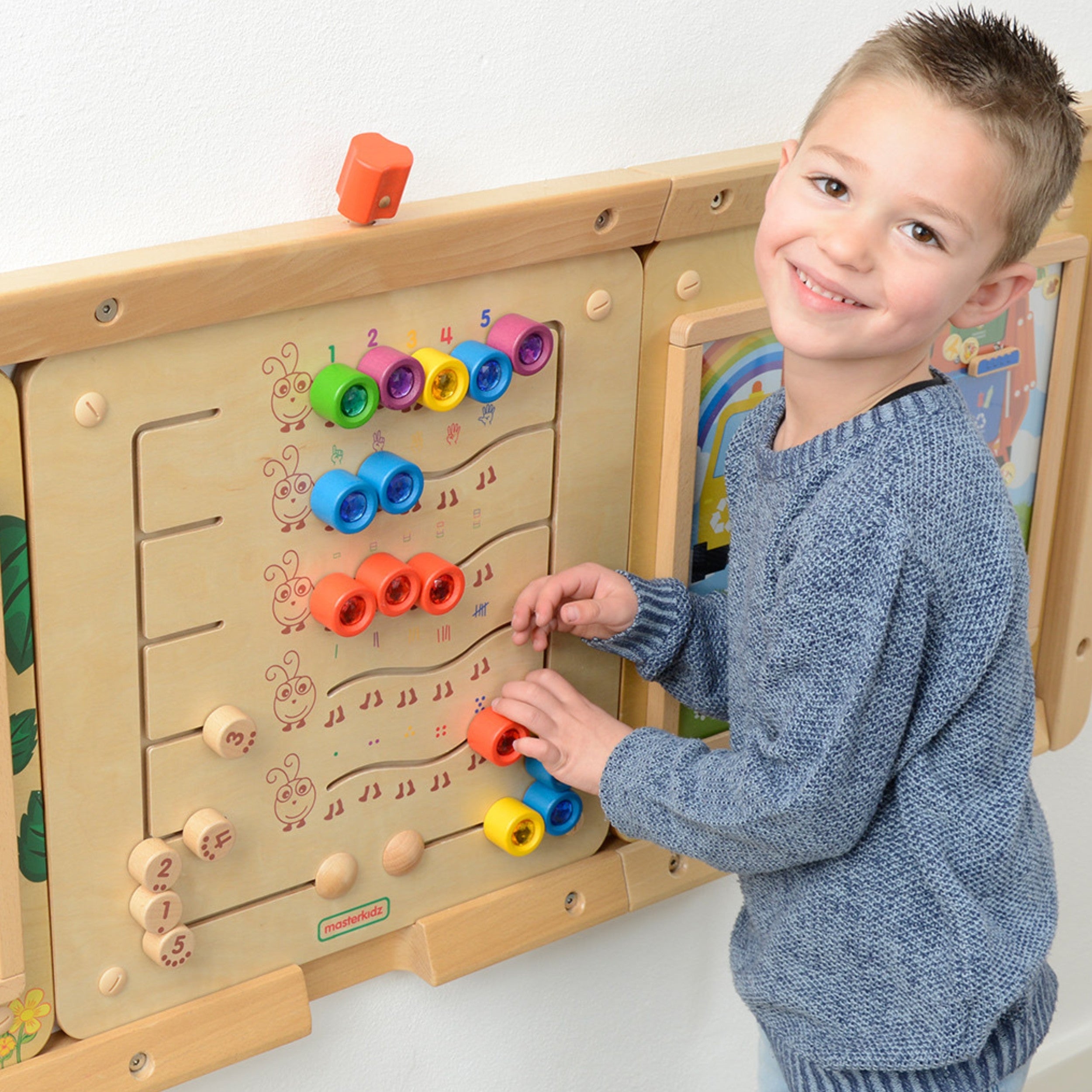 Masterkidz színes hernyók számok és mennyiségek tanulása - Montessori oktatási fali tábla