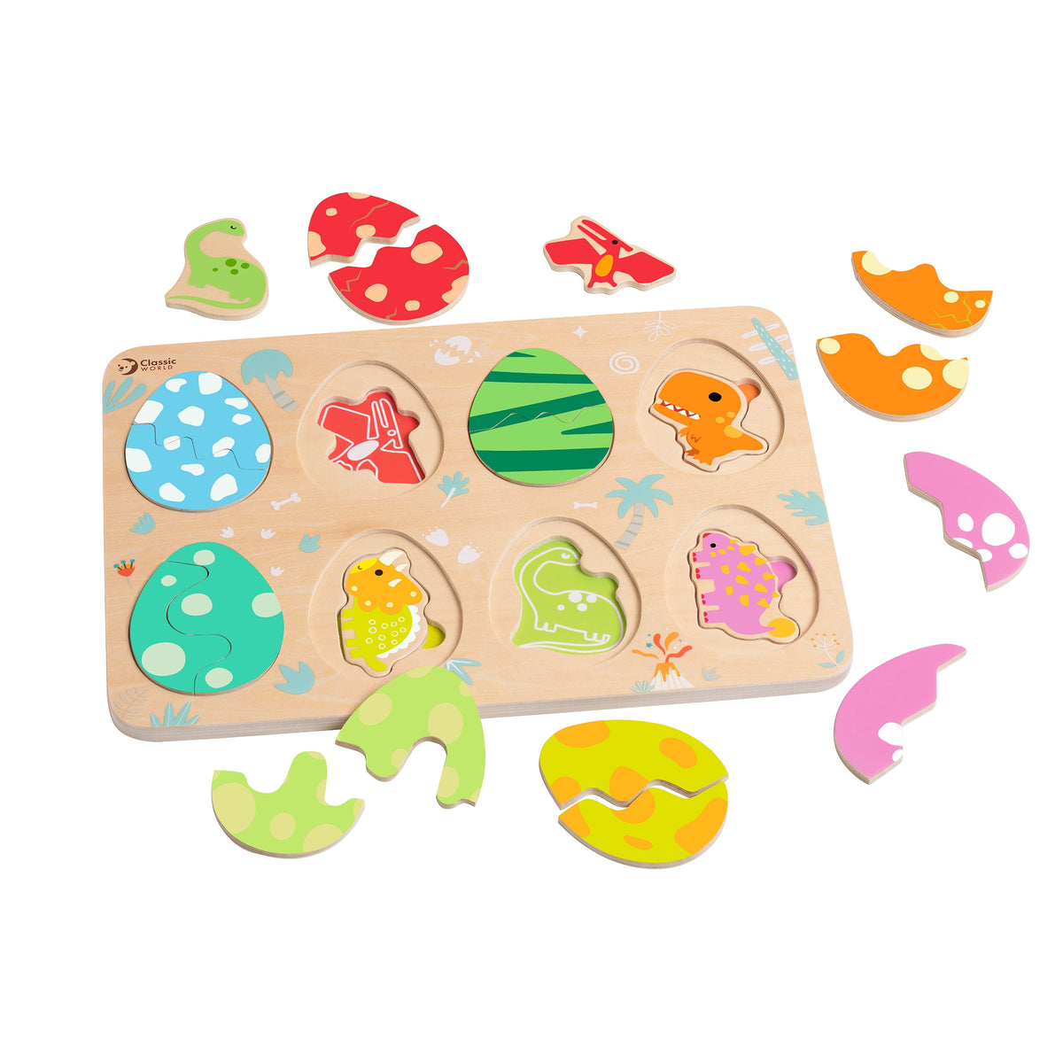 Klasyczny Świat Drewniane Puzzle Jajka Dinozaury
