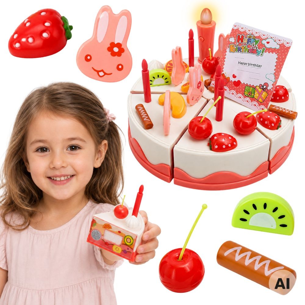 Woopie Birthday Cake For Cutting Candles Fruits 40 Pcs.