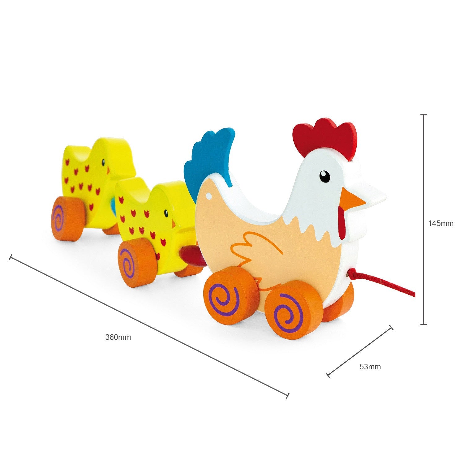 Viga Pulling Set Hen With Chickens 36 Cm