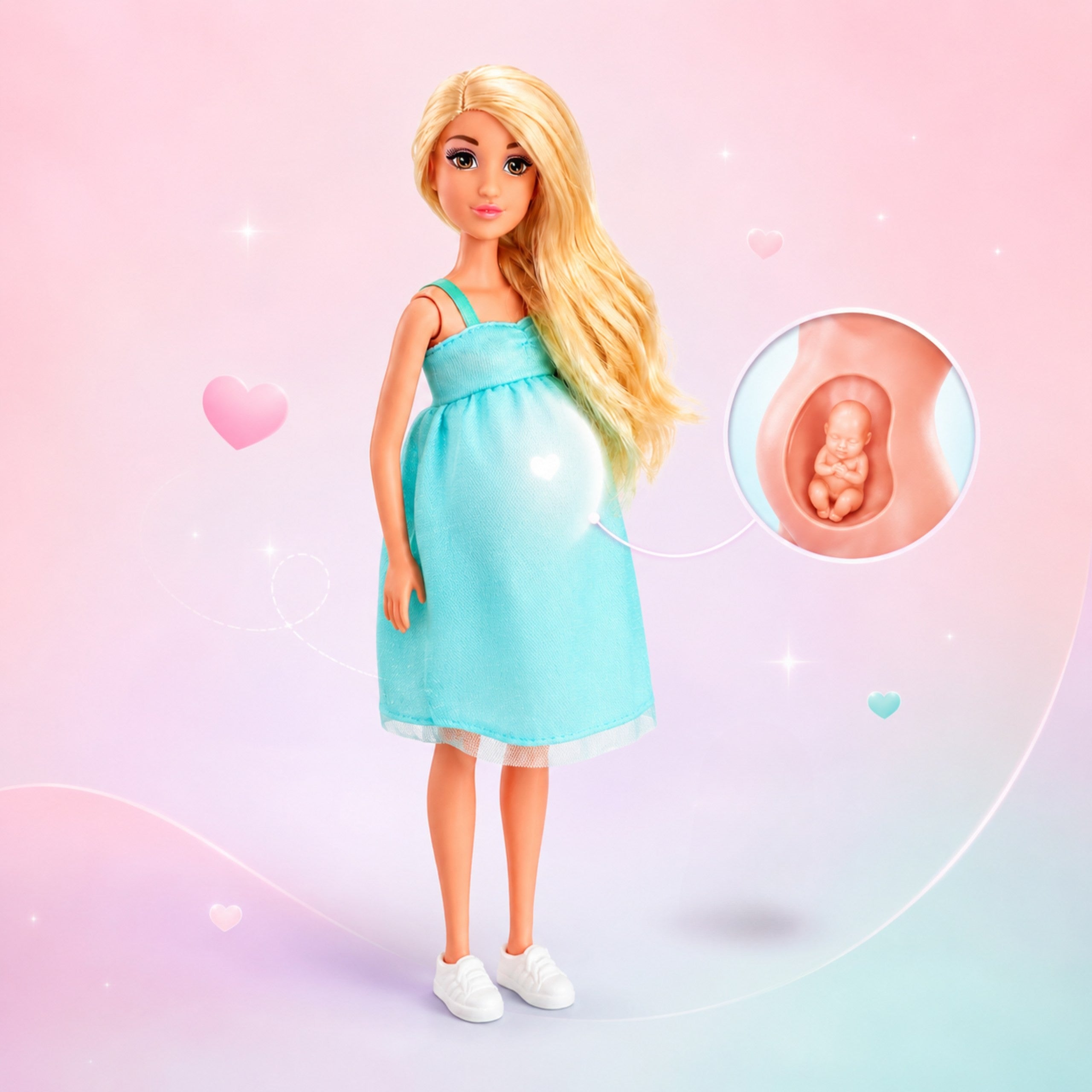 Woopie Royal Lily кукла с бременно коремче Бебешка синя рокля