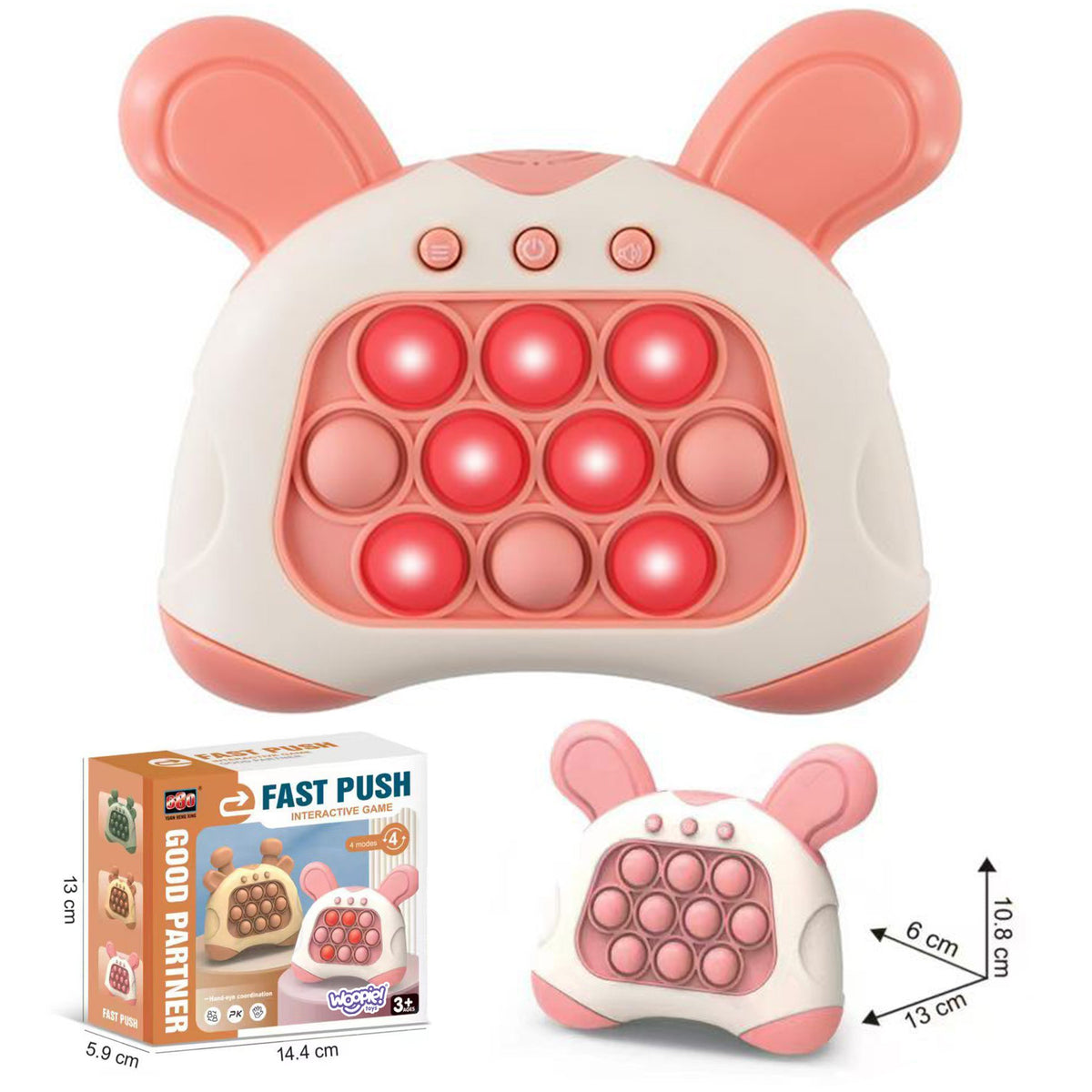 Woopie Pop It Electric, antystresowa gra zręcznościowa Bunny Ears