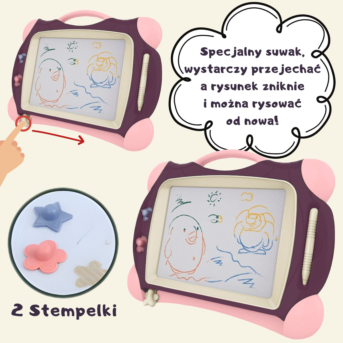 Woopie Magnetic Color Marker Board + 2 lilla stempler