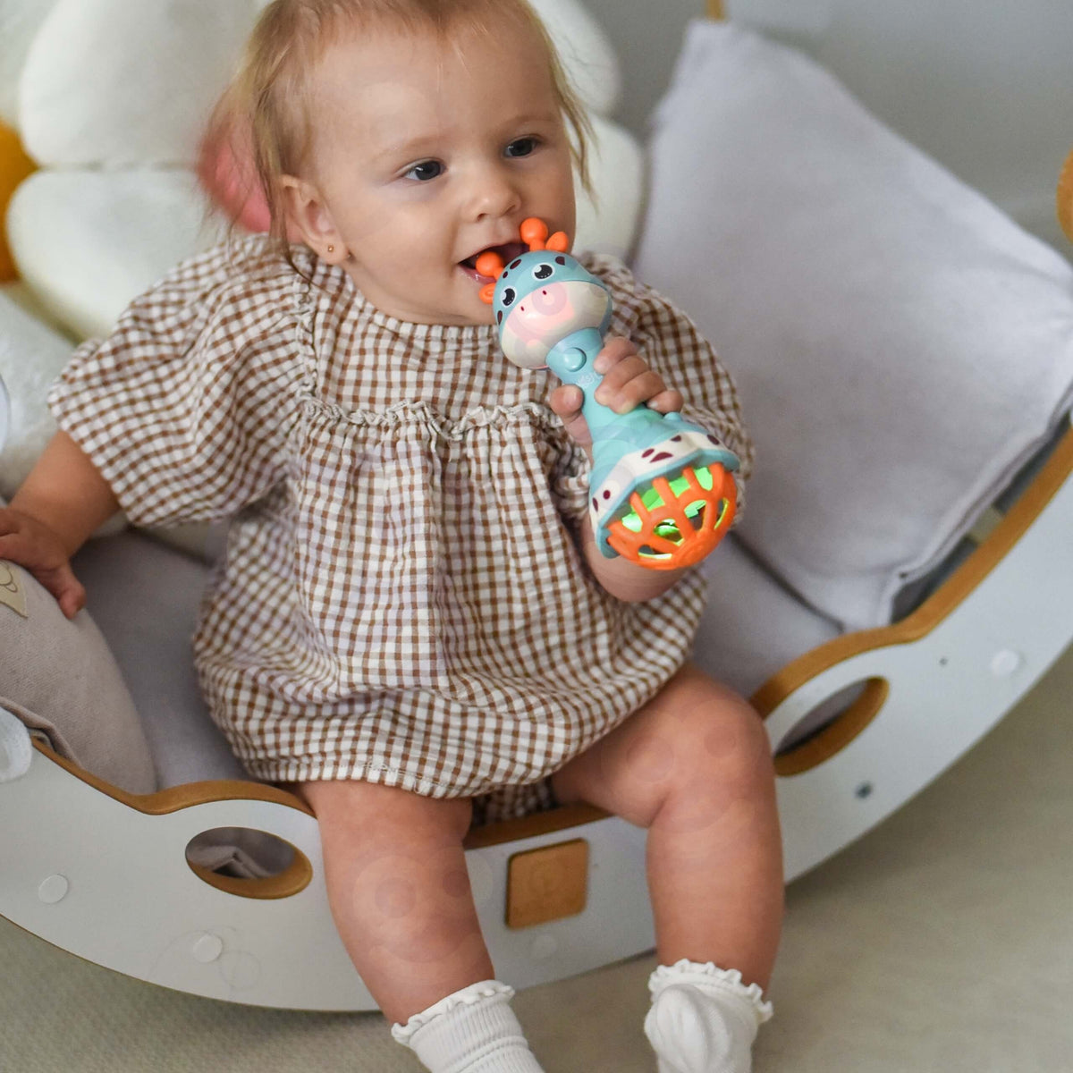 Woopie Bébé Girafe Hochet De Dentition Sensorielle Avec Musique Montessori 1 Pc.