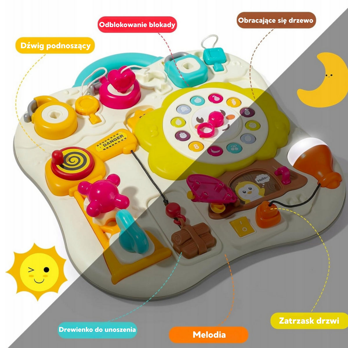 Woopie Montessori Manipulativ Sensory Interactive Board för småbarn